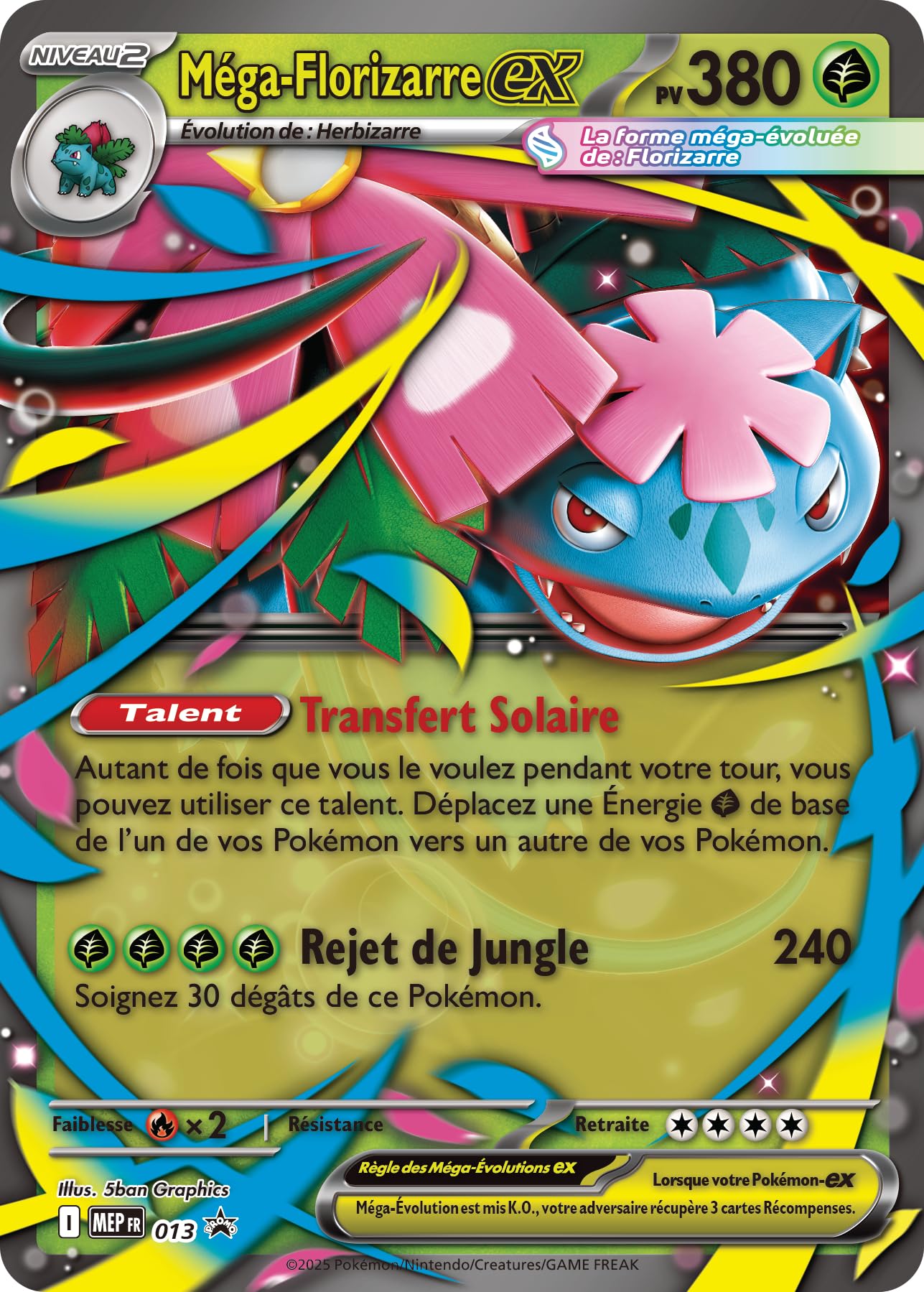 Pokémon : Collection Premium Méga-Florizarre-ex (1 Carte Promo Brillante, 1 Carte Promo Grand Format lenticulaire et 8 boosters) du JCC Pokémon