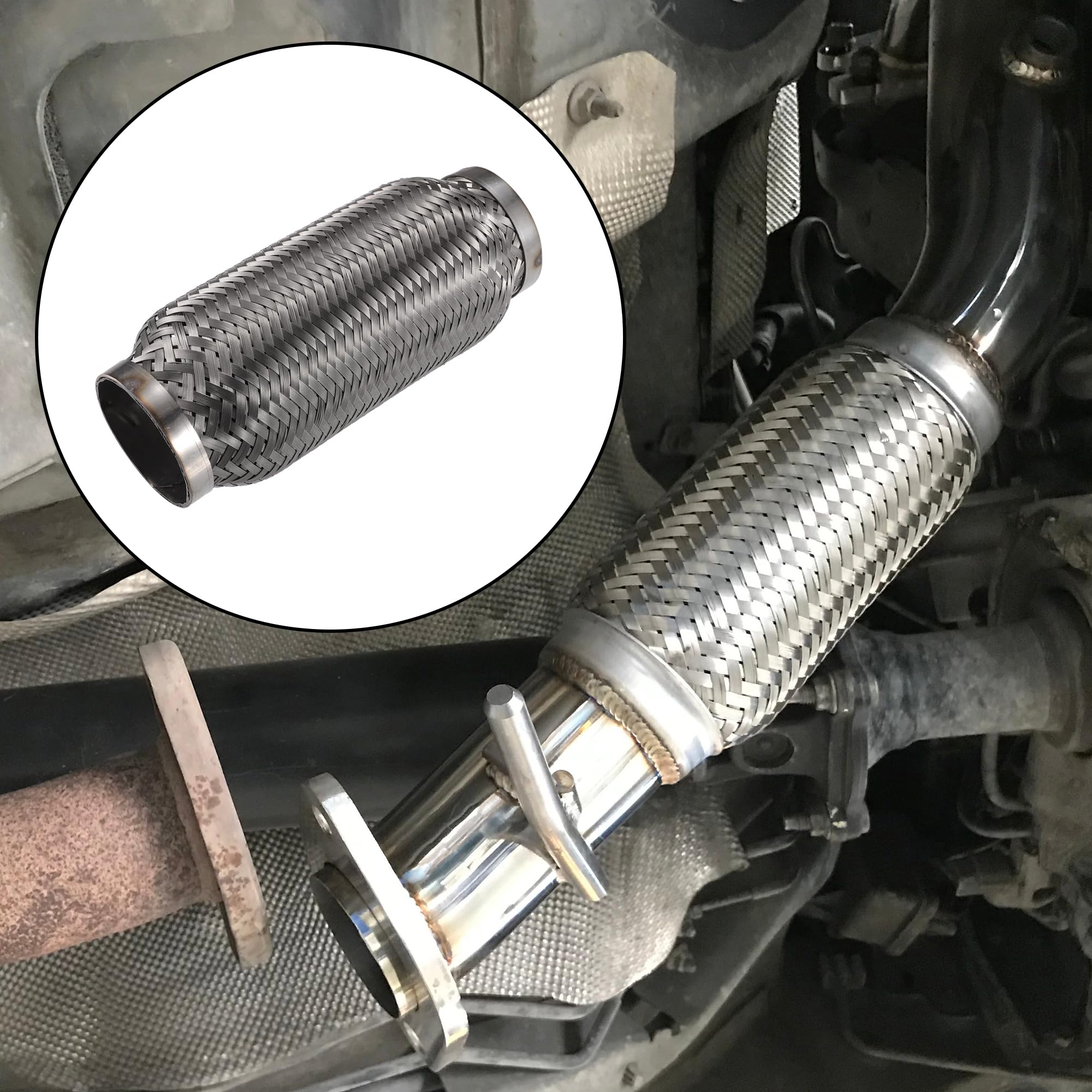 QUARKZMAN Tubo Flessibile per Scarico Universale per Auto 60x200mm in Acciaio Inossidabile