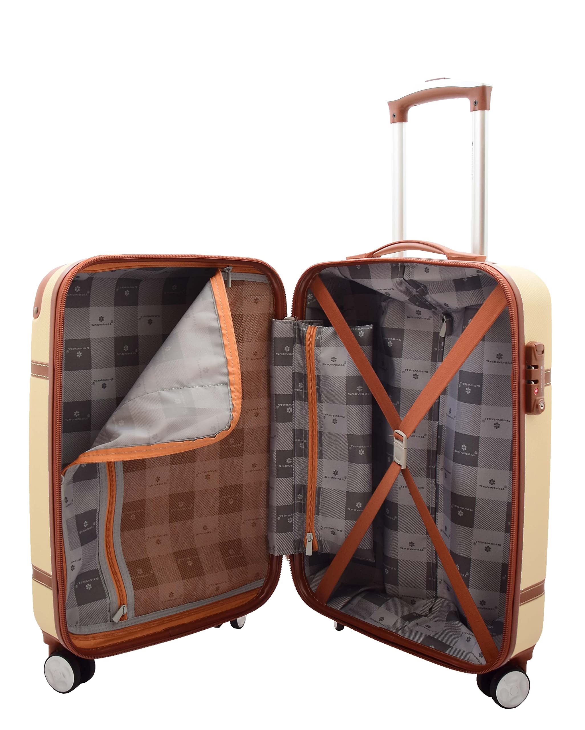 A1 FASHION GOODS Vintage Style 4 Ruote Hard Shell Bagagli Espandibili Leggero Valigie Borse Da Viaggio Grand, Beige, Cabin | 53x35x20CM,35L,2.4KG, Bagagli espandibili Hardside con Ruote Spinner