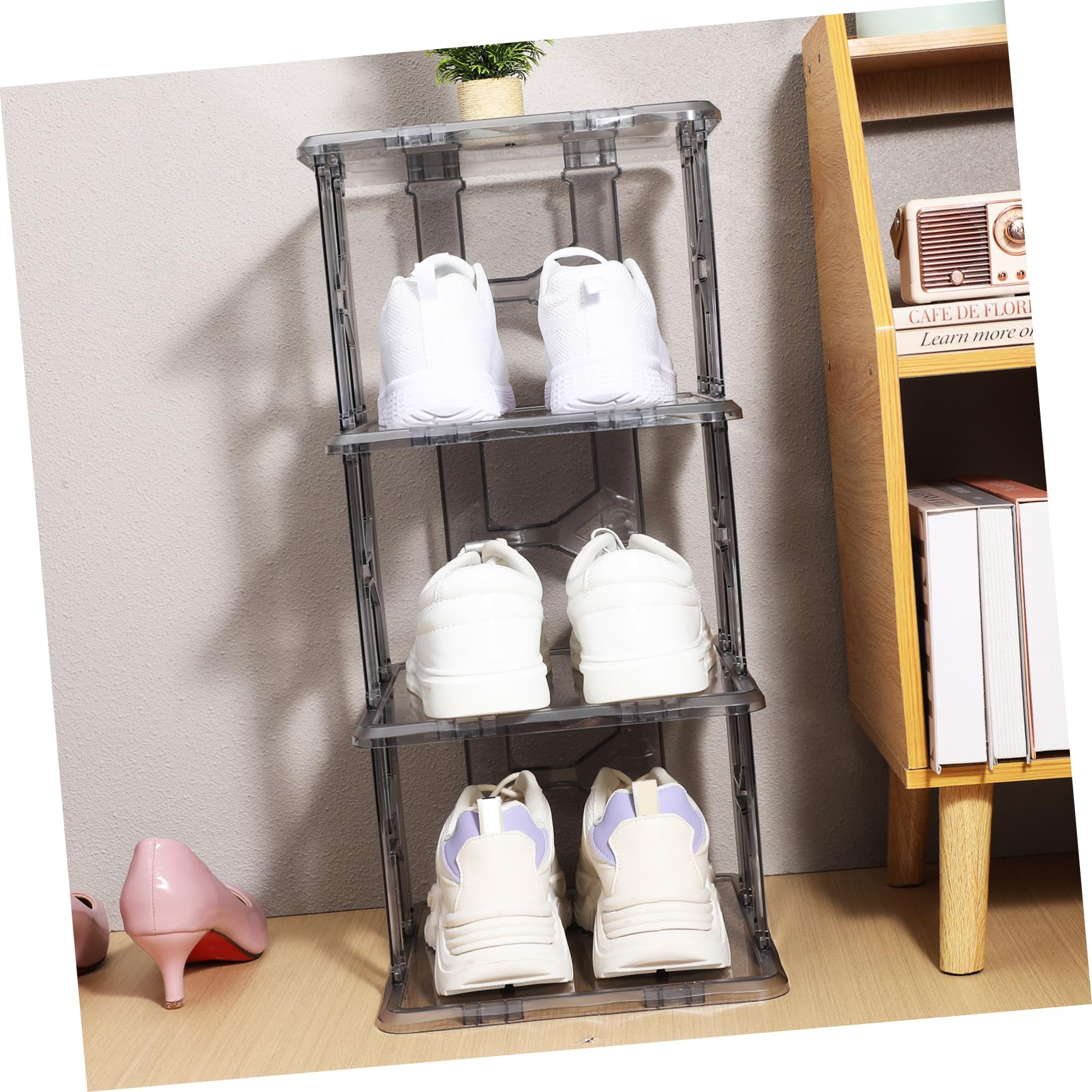 VALICLUD Organizador de Zapatos Vertical Porta Zapatos Ahorra Espacio 4 Niveles Plástico Transparente para Entradas