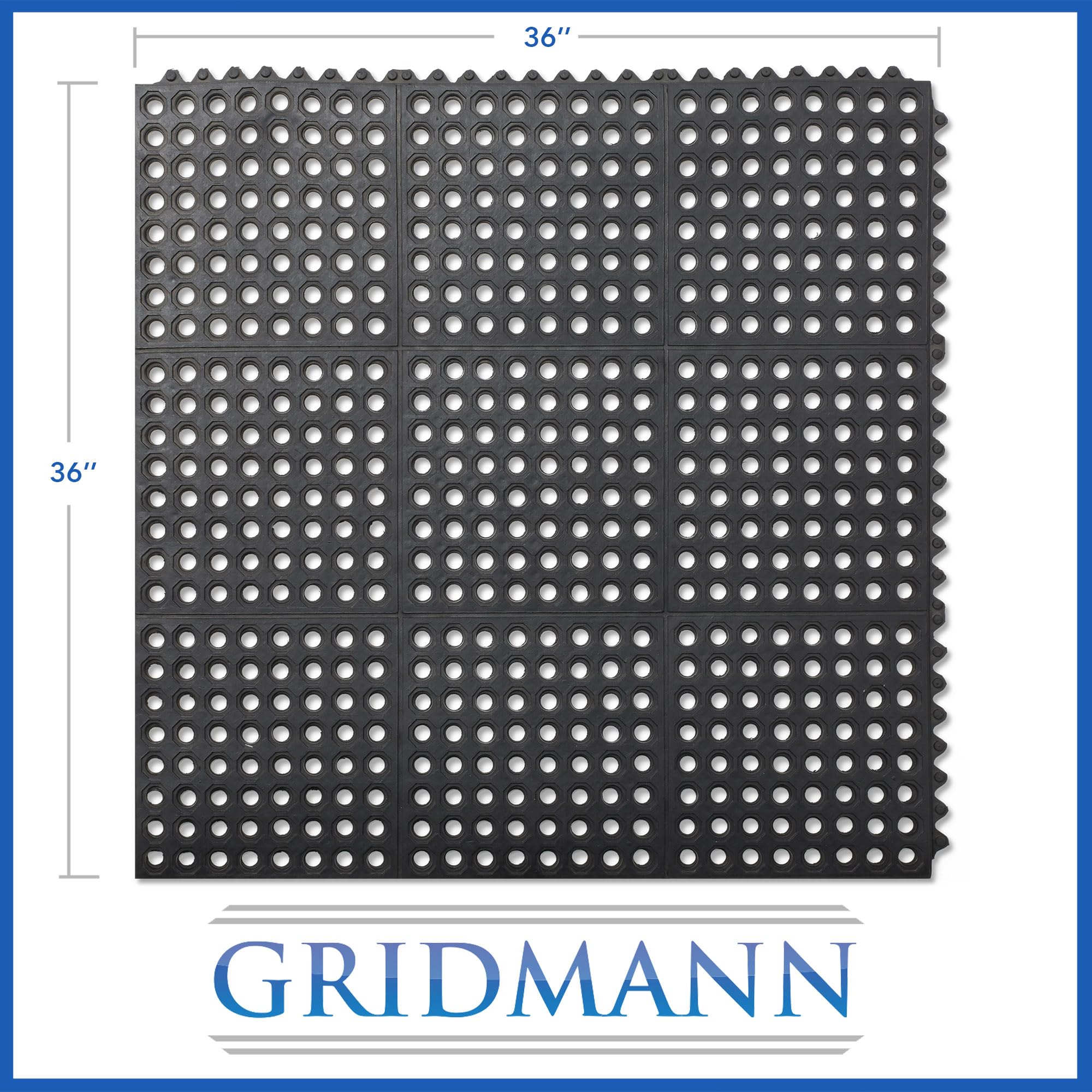 GRIDMANN Rubber Interlocking Floor Mat, 36" x 36" Non-Slip Anti-Fatigue Drainage Mat for Restaurants, Commercial Kitchens, Bar Floors, Black — Amazon image 7
