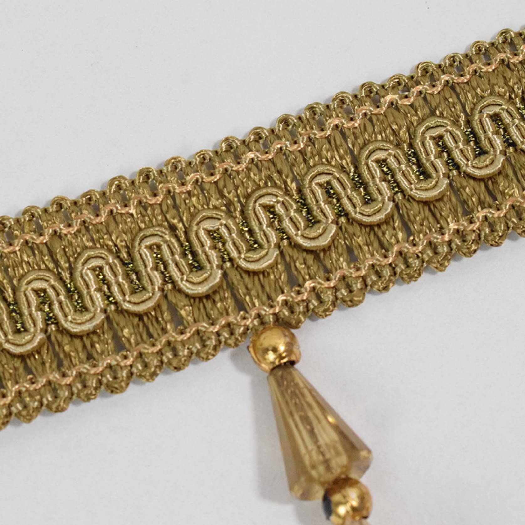 Franges, Pompons pour Rideaux, 12 mètres de Perles suspendues, Franges tressées pour Bordure de Rideau décorative, Ruban perlé (Rouge et Marron)