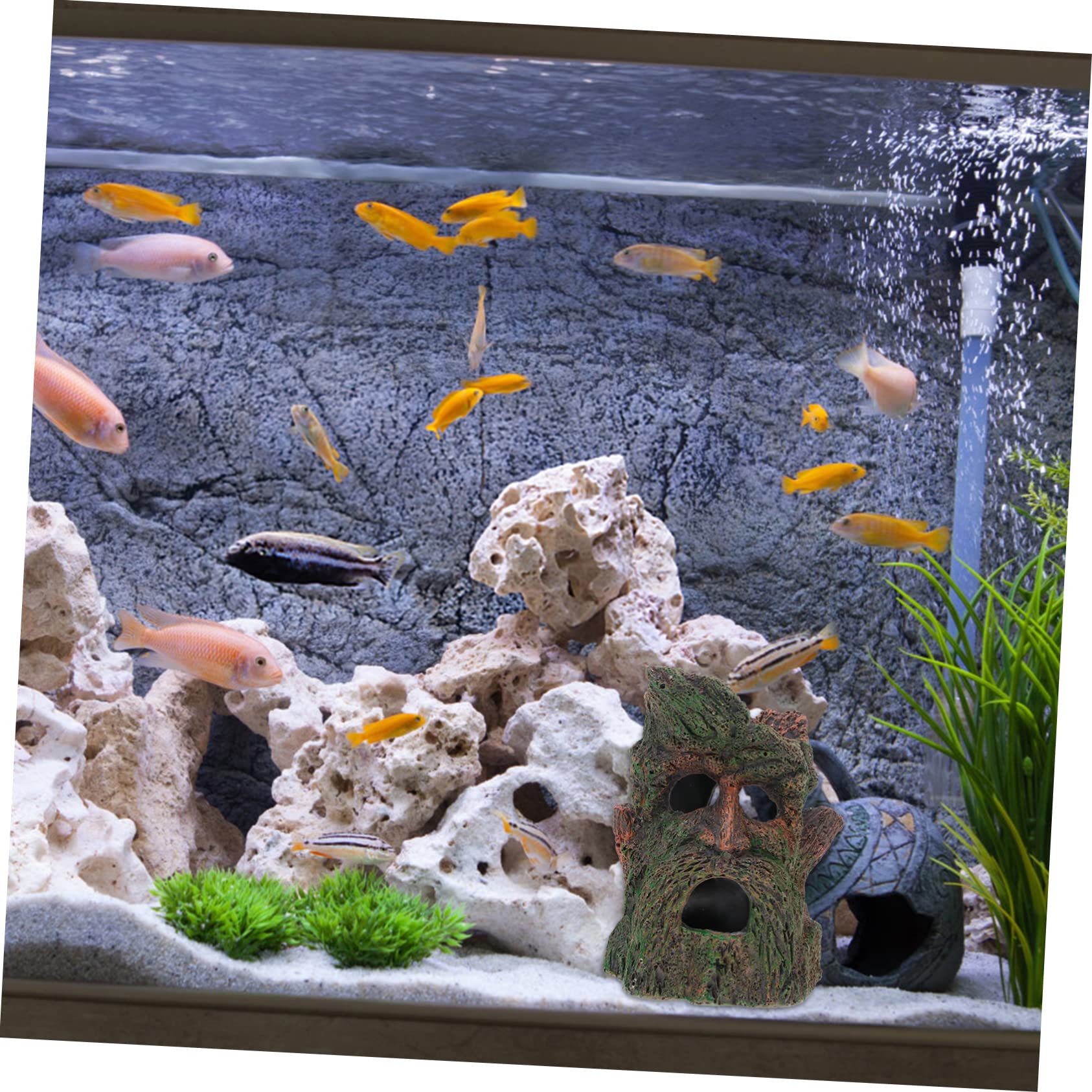 Sosoport 3 Pièces cachette d'aquarium décor Cacher Grotte à Poissons Automatique Chauffe-Aquarium abri pour Tortue abri Tortue abri de crevette de Poisson Ornement en résine Naturelle