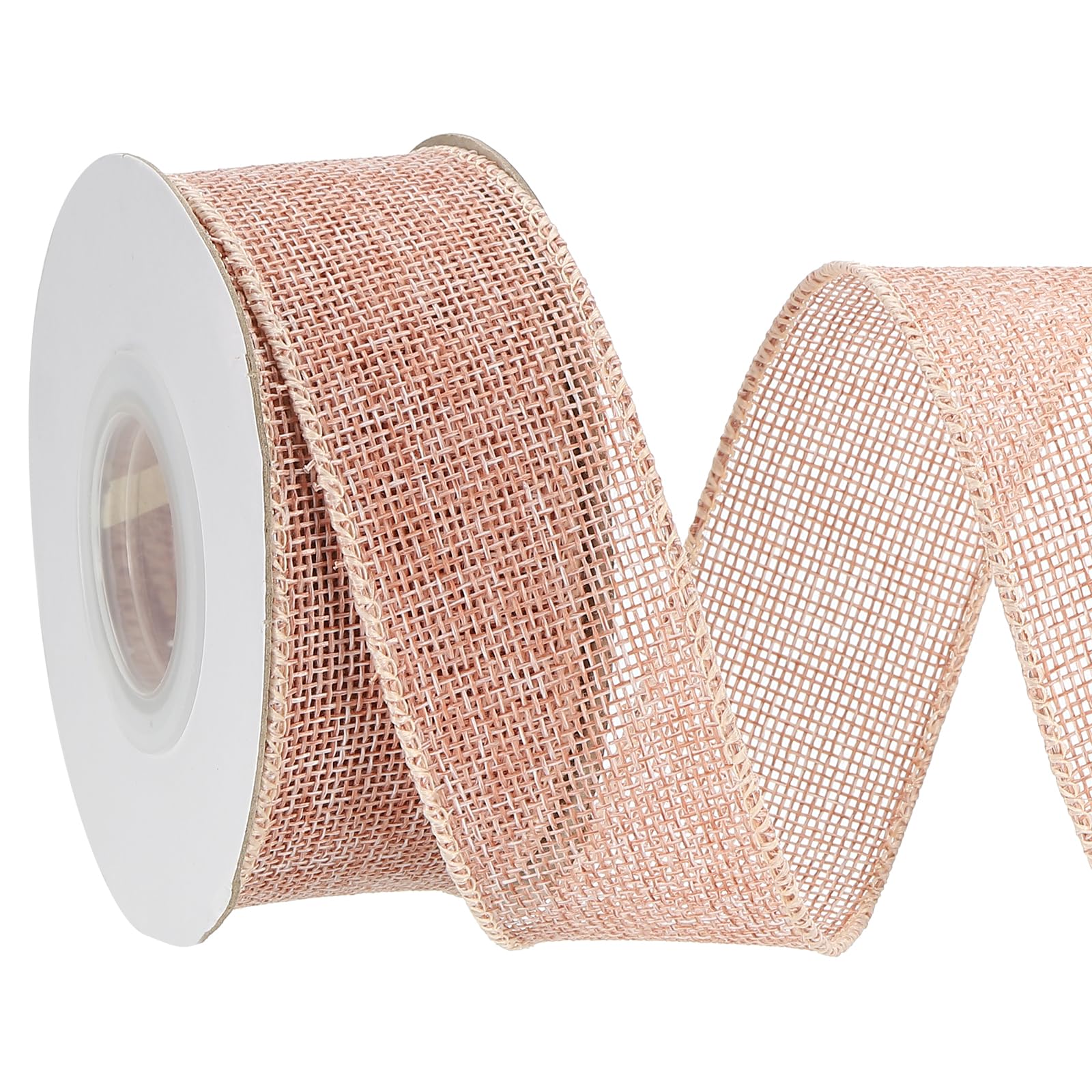 PATIKIL 1.5 Inch x 10 Yard Burlap Wired Ribbon, Natural Jute Wired Edge Ribbons Solid Rustic Ribbon with Iron Wire for Crafts Gift Wrapping Wreath Tree Bows, Light Brown