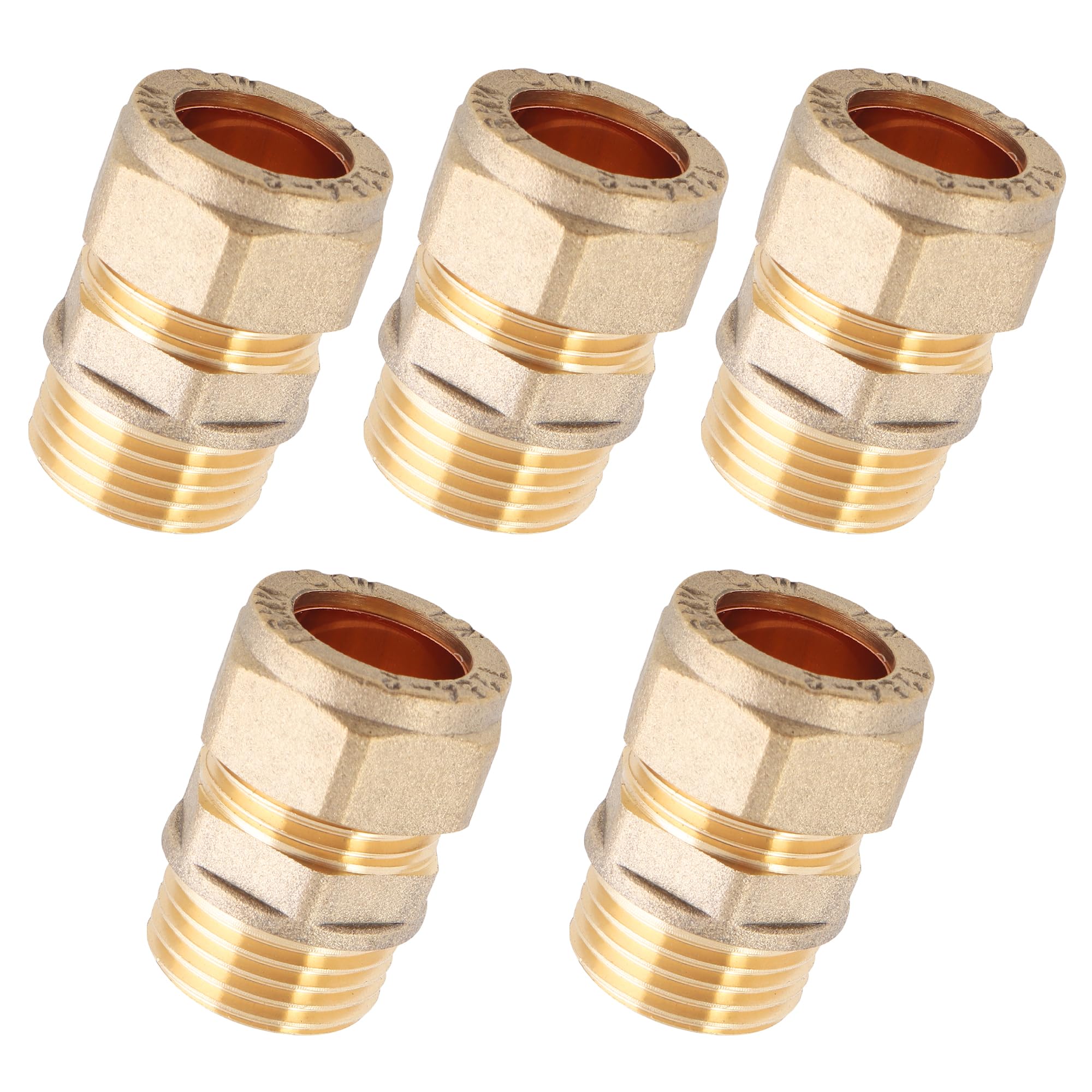 LTWFITTING Brass 15mm OD x 1/2-Inch Male BSPT Compression Connector Fitting(Pack of 5)