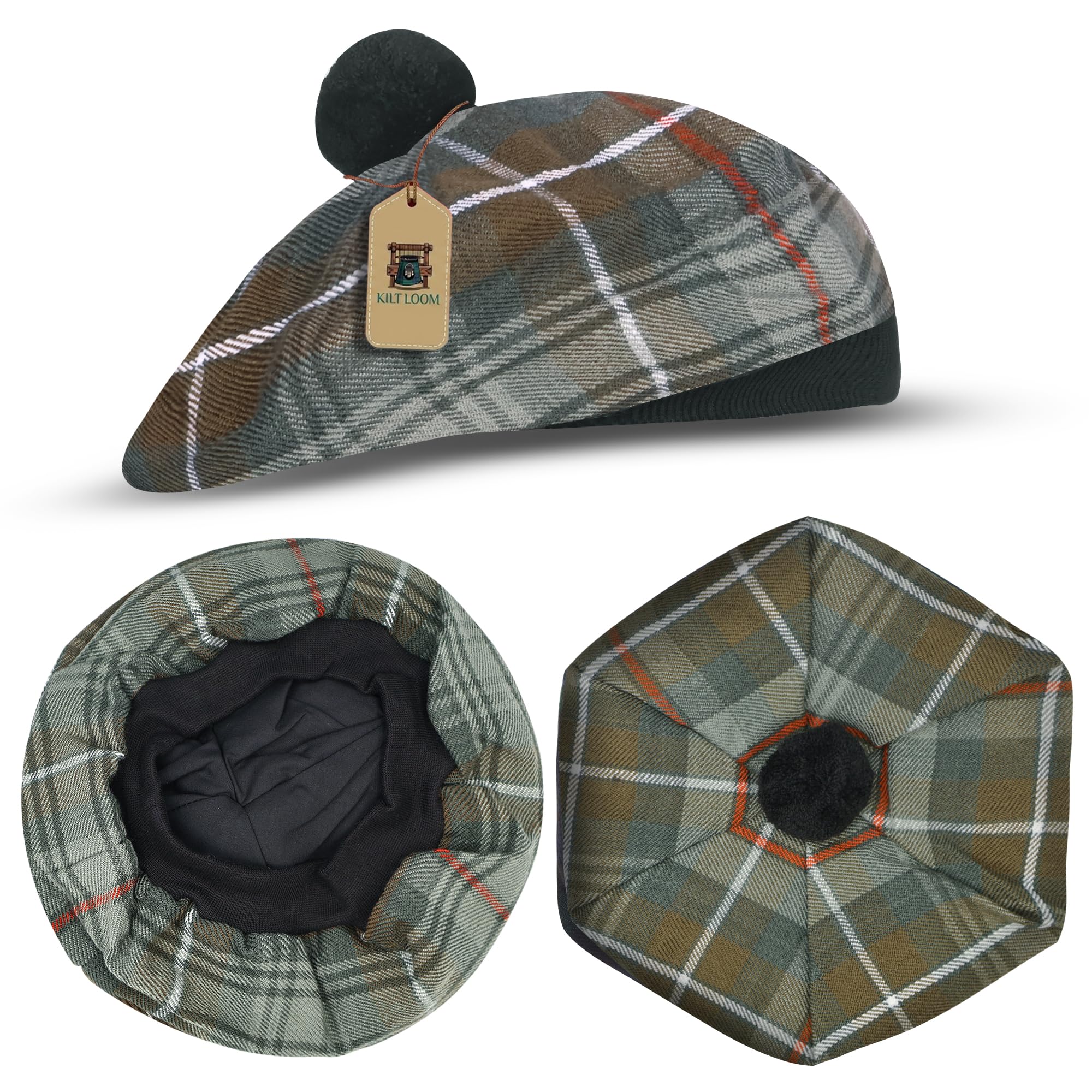 Tam O Shanter Scottish Hat, Tartan Bonnet with Pom Pom, Traditional Highland Beret, Kilt Dress Hat (UK, Alpha, One Size, Mackenzie Weathered)