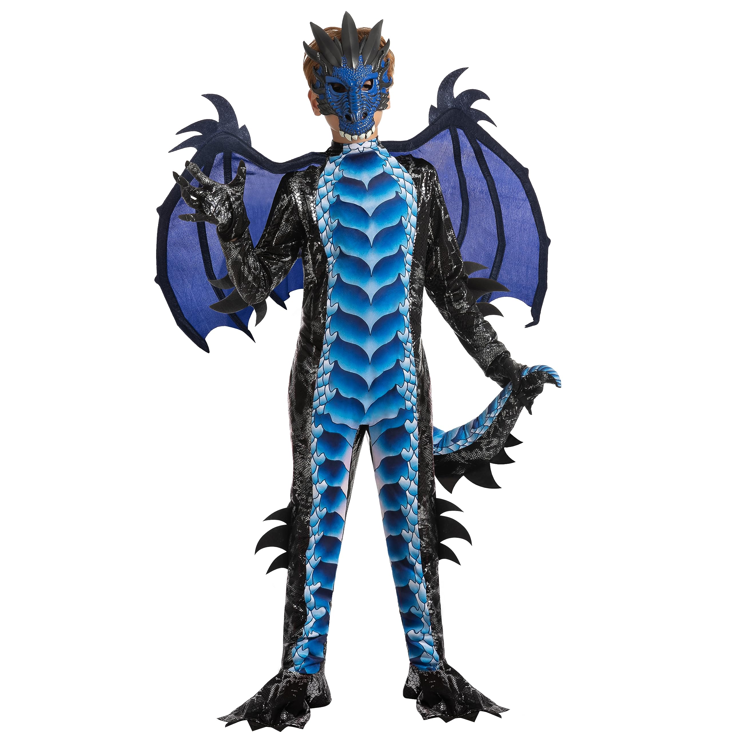 Spooktacular Creations Halloween Kid Dragon Costume, Boys Dragon Wings, Tail and Mask Set for Halloween Dress Up