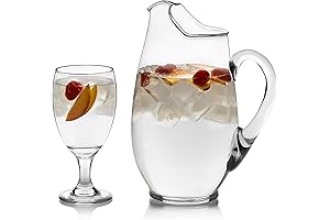 Libbey Carolina Goblets Glassware Set of 6 with Pitcher for Wine, Water, Cocktails.