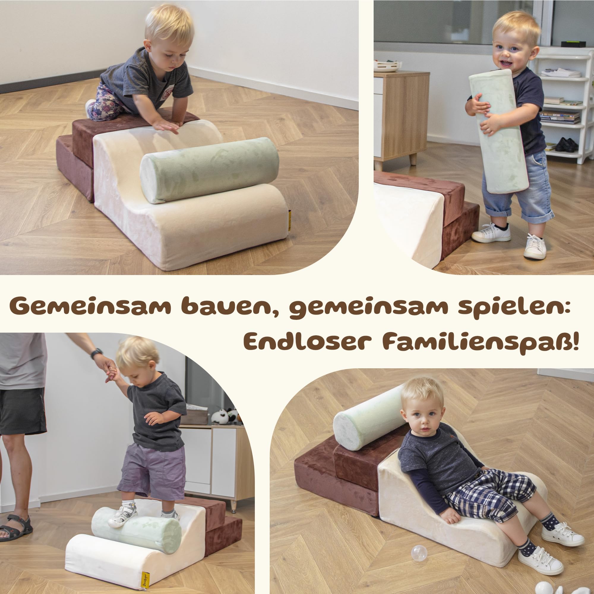 BanaSuper 3 STK Groß Schaumstoff Bausteine für Kinder, XXL Softbausteine Baby zum Klettern & Krabbeln, Montessori Riesenbausteine Spielzeug, EN71-zertifiziert, Waschbare Hülle mit Rutschfester Boden