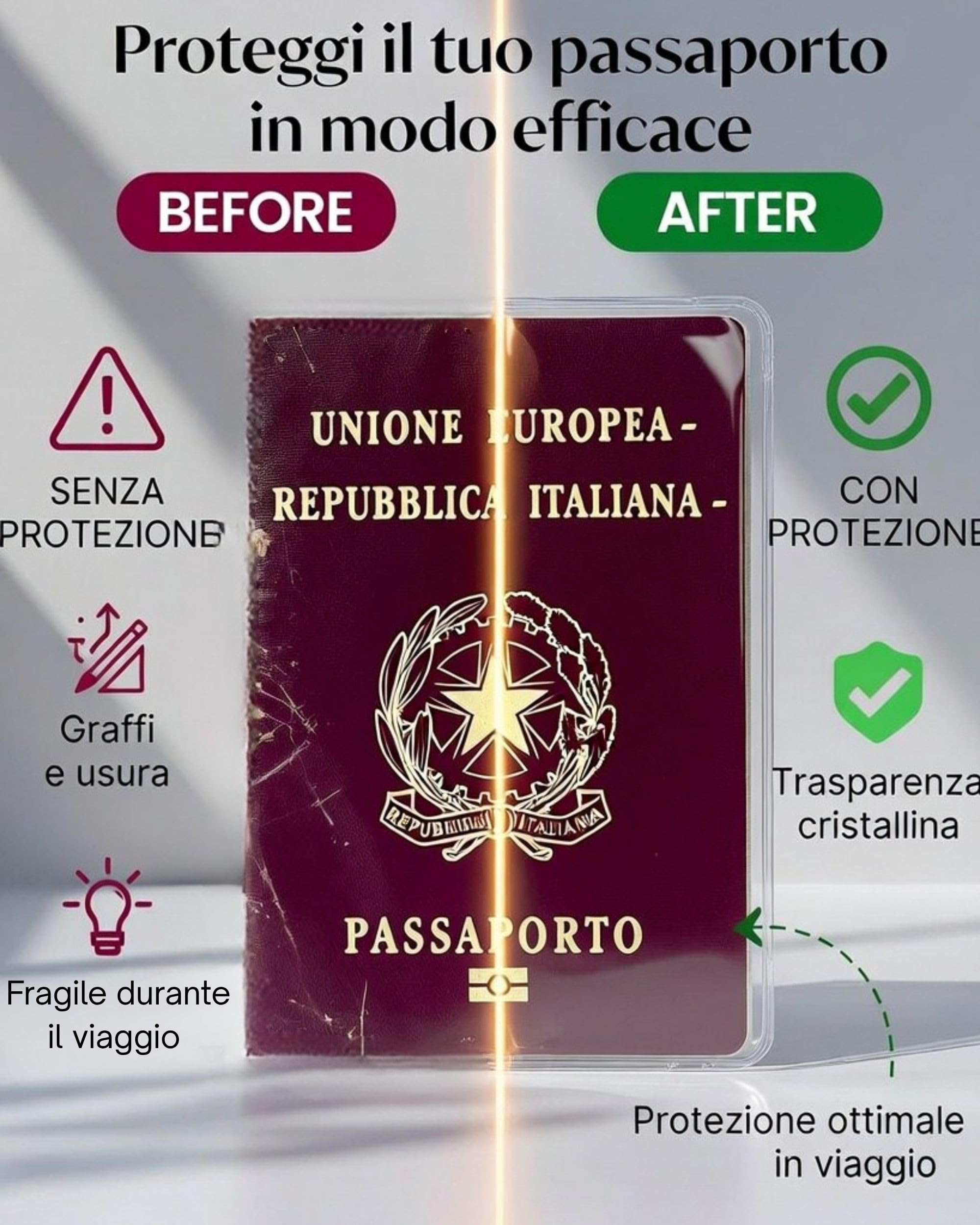 Ugozen Porta Passaporto Transparente | Etui di Protezione Pratico per Passaporti | Pochette per Passaporto da Viaggio - Protezione Ottimale (2)