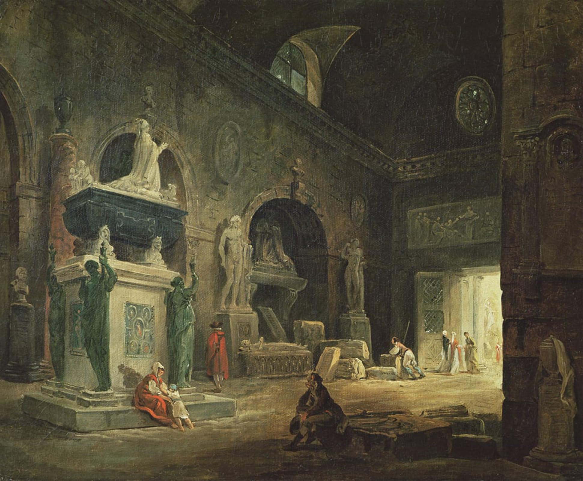 ARTXLXXBN Famous Prints Artwork Pictures Poster Painting Art View of a Gallery in the Musee Des Monuments Francais by Hubert Robert Artwork Landscape Pictures for Home Decor 60x90cm