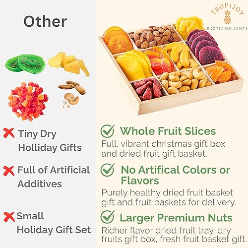Miniatura 7 de Cestas de regalo de frutas secas para mujer, 10 cajas surtidas tropicales gourmet, cesta de frutas secas suaves de 18 onzas, regalos de alimentos de