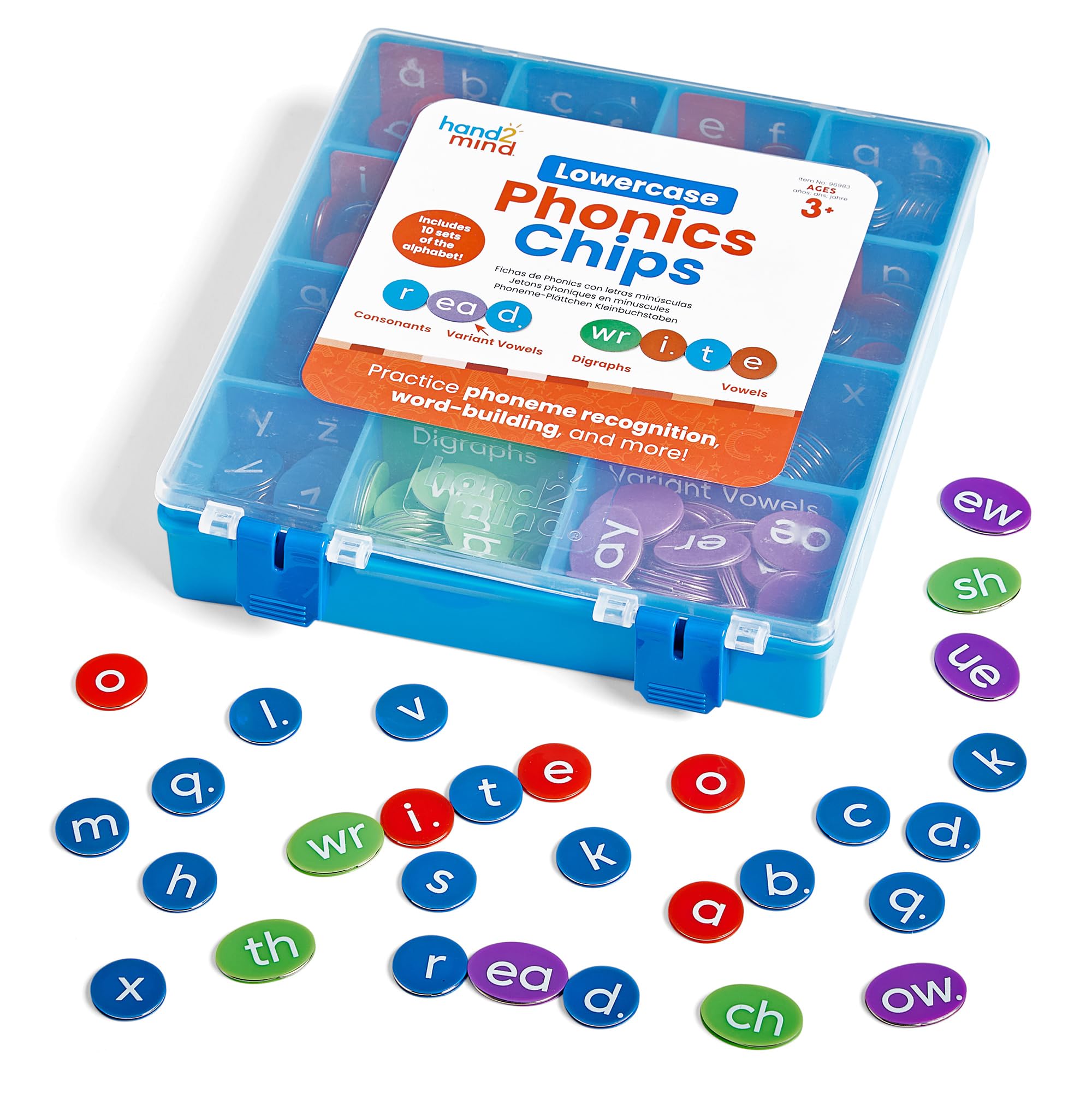 Learning Resources Lowercase Phonics Chips, Ages 5–9, Phonics Toy for Word Building, Supports Reading & Spelling Skills, Red and White