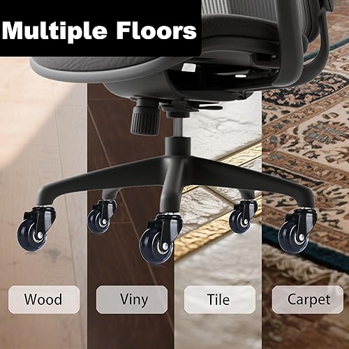 Miniatura 3 de Ruedas giratorias para silla de oficina, ruedas dobles de 2 pulgadas, juego de 5 ruedas giratorias de goma silenciosa de repuesto resistentes para