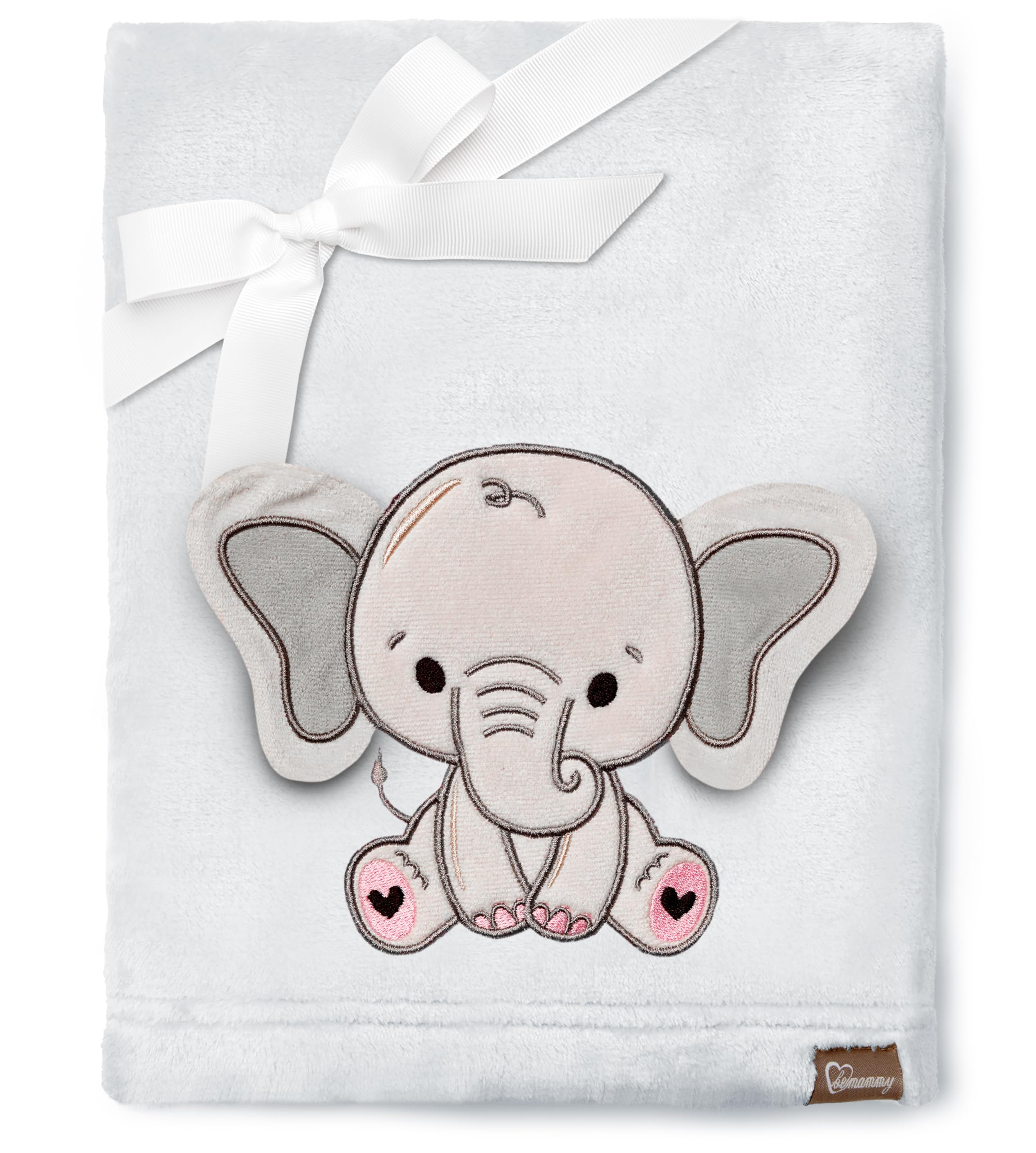 Be Mammy Warme Kuscheldecke Babydecke Blanket Baby Geschenk BE20-168 (Hellgrau - Elefant)