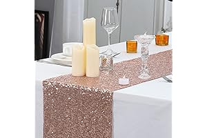 PartyDelight Premium 12" x 72" Rose Gold Sequin Table Runner: Shimmering Elegance for Special Occasions