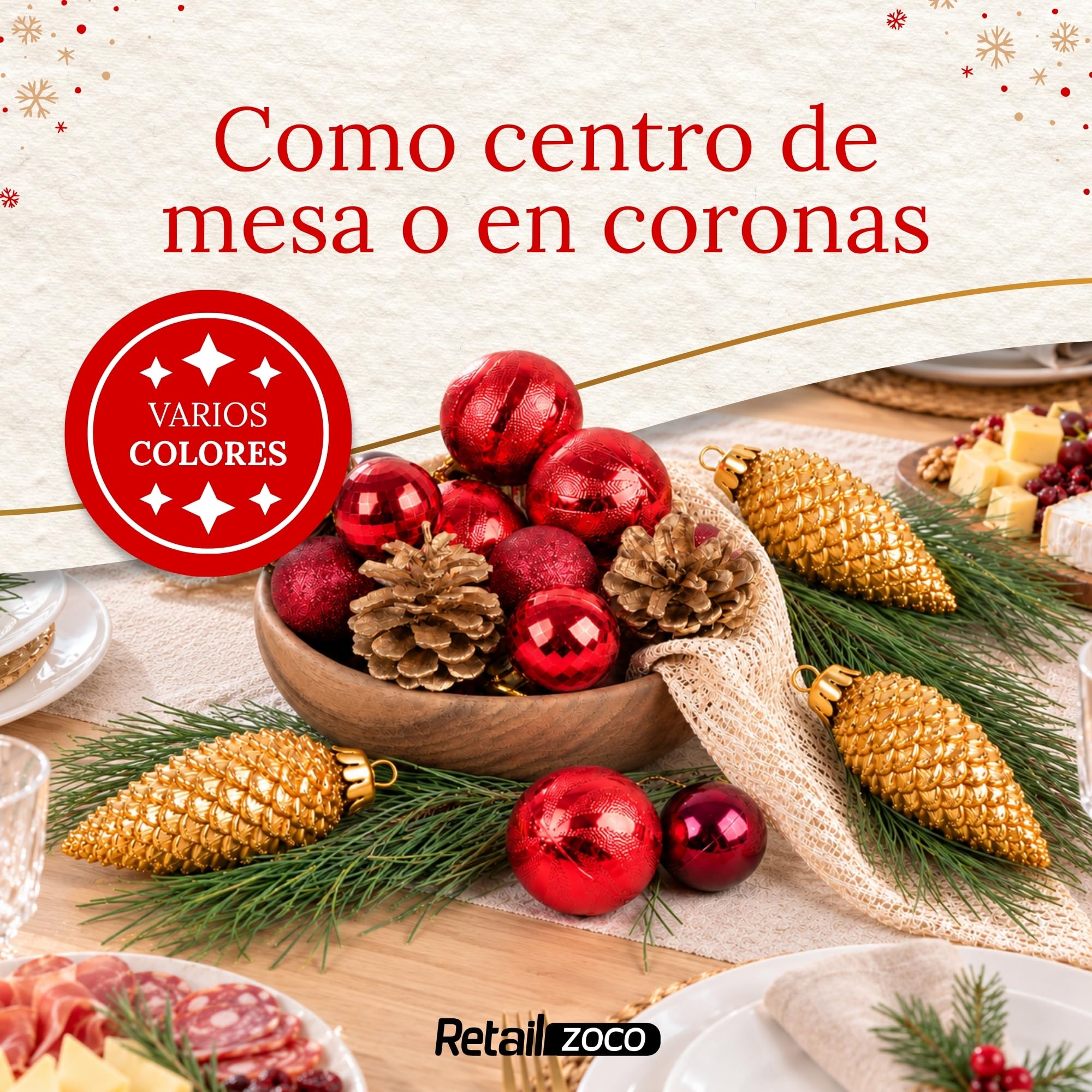 Piñas de Navidad, Adornos Arbol Navidad, 12 Piezas, Dorado - imagen 5