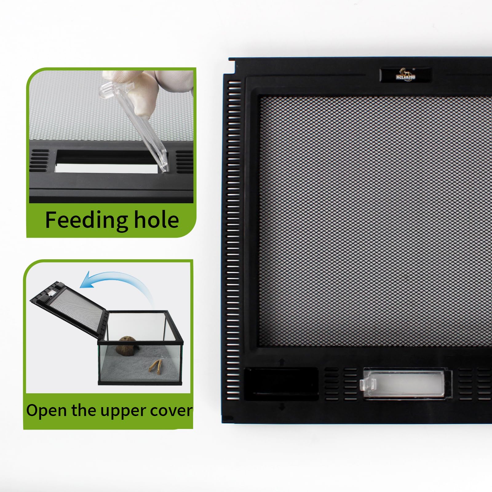 Terrario in vetro per rettili, 30,5 x 30,5 x 20,3 cm, vista completa con ventilazione superiore, gabbia per habitat per anfibi, rane, ragni, scarafaggi Dubia, mantide religiosa, cricket,