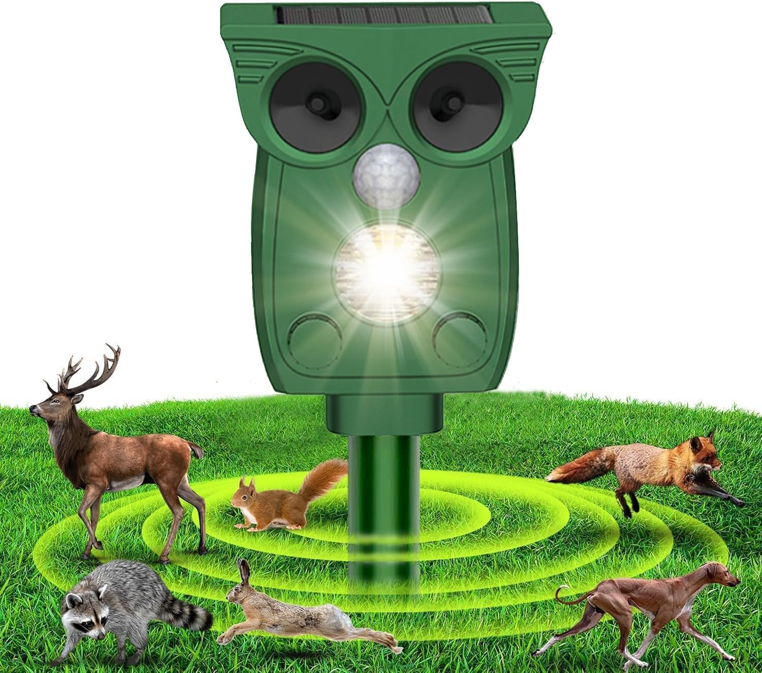 Ahuyentador ultrasónico para Gatos 2024, repele Animales de Exterior como Gatos, Ratas, Perros, pájaros, Zorros, ahuyentador ultrasónico Solar para Gatos, ahuyentador Exterior para Animales