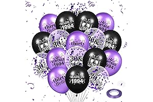 30th Birthday Balloons for Women: Purple Vintage 1994 Birthday Party