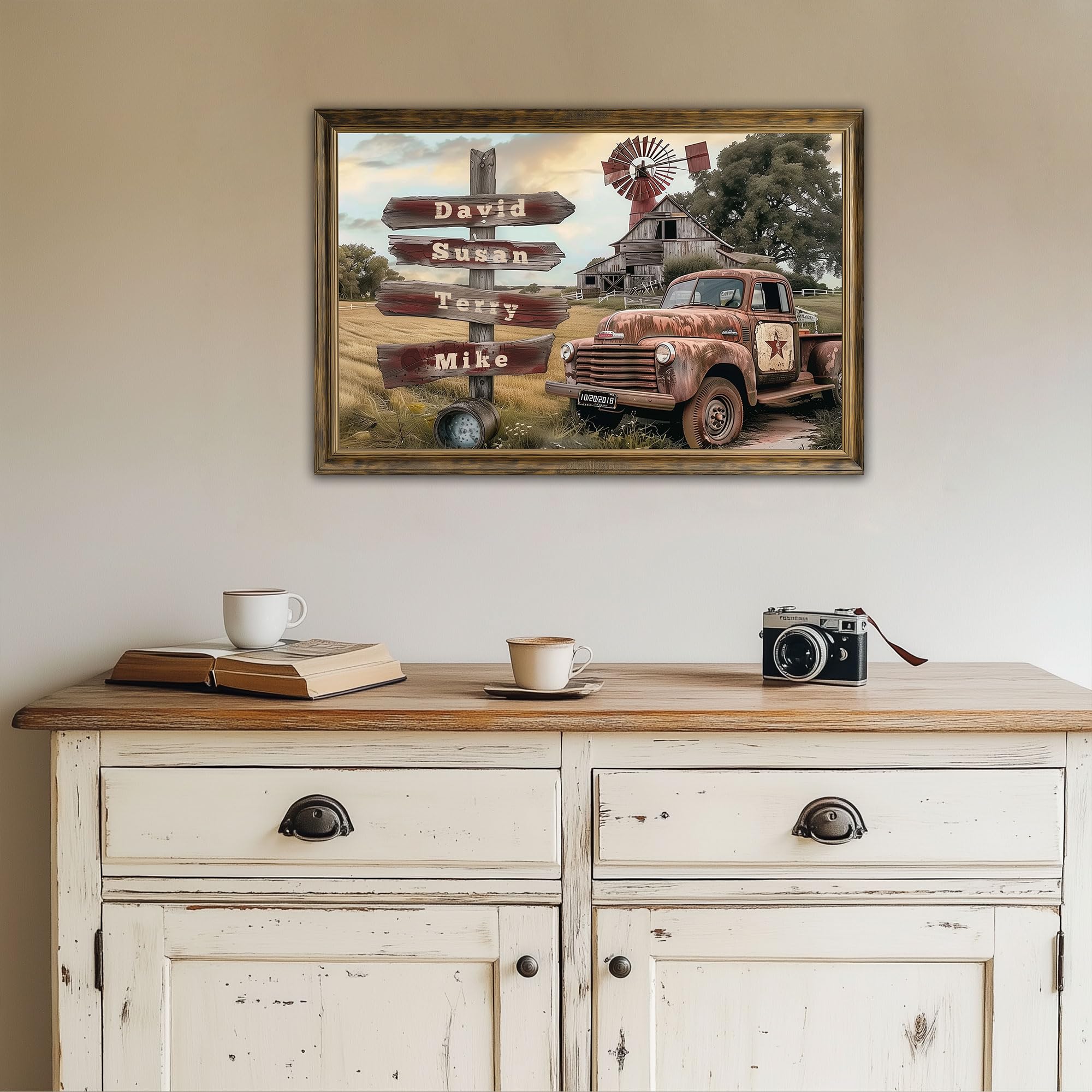 Amazon.com: Farmhouse Truck Canvas Wall Art, Vintage Old Red Truck