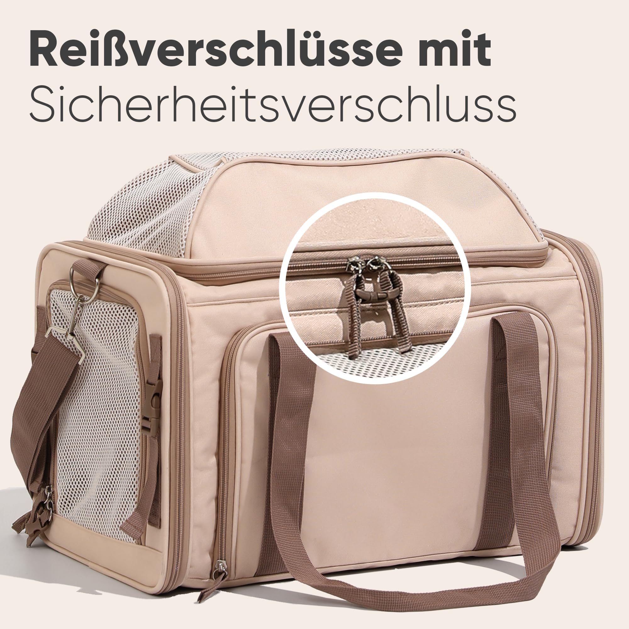 FUKUMARU Erweiterbar Katzenrucksack Hunderucksack für Katzen Hunde bis 9kg, weiche und belüftete Katzentransportbox, strapazierfähige Transportbox mit kratzfestem Netz, Rosa, 46 x 30 x 28 cm