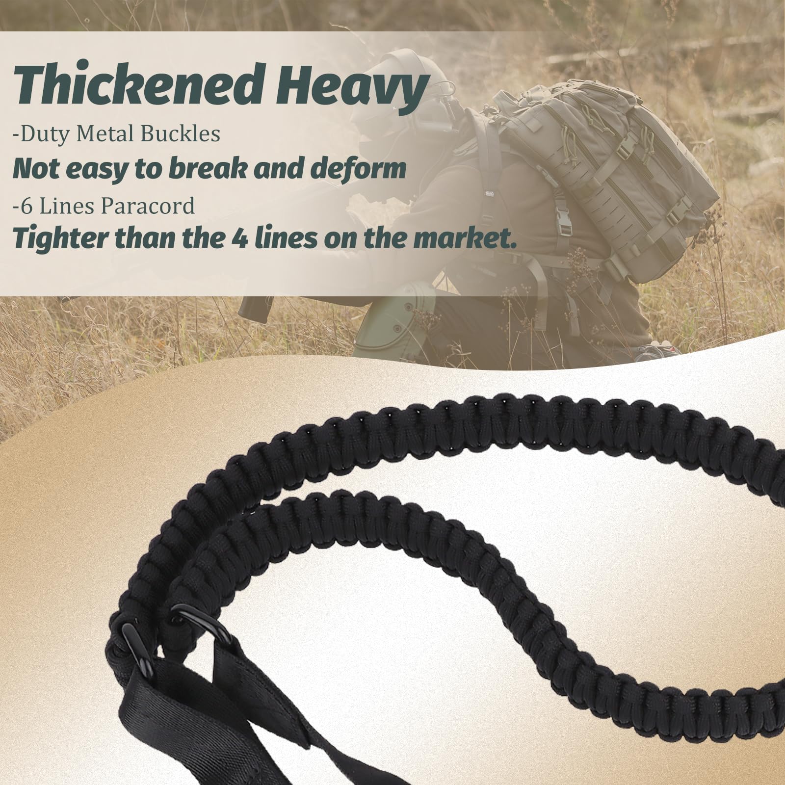 ToopMount Two Point Paracord Sling with Metal Hook, 1.18