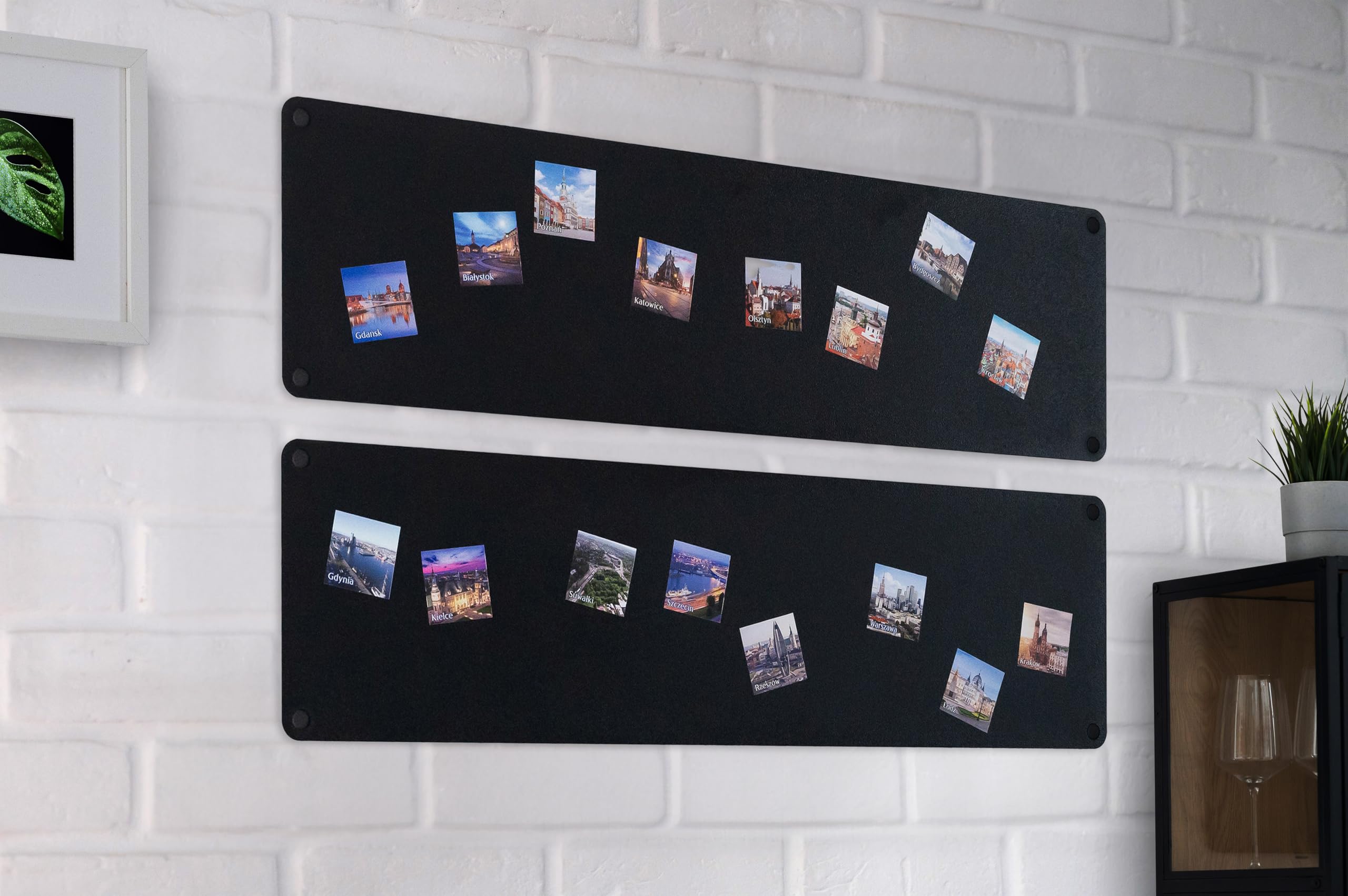 2x Léger Metal Tableau Magnétique Mural Noir 62,5x20 cm, Plaque Aimanté, Acier Inoxydable, Cuisine, Bureau, Chambre D'enfant, pour Lettres Magnétiques, Chiffres, Notes, Photos