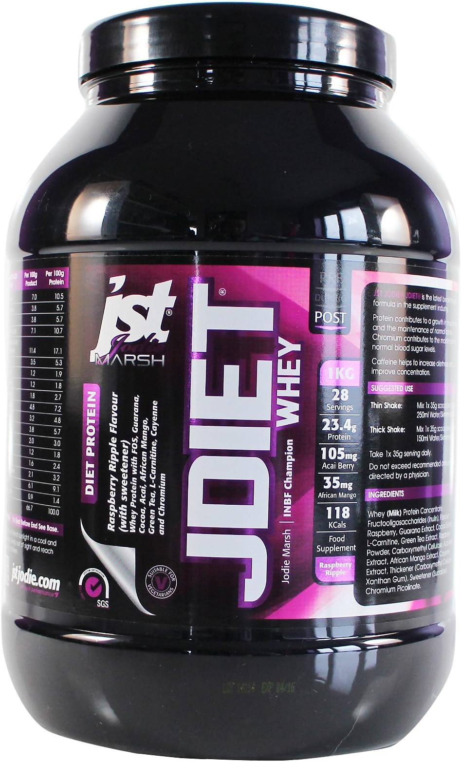JST Jodie JDIET Protein Powder, Raspberry Ripple, 2.20 Pound