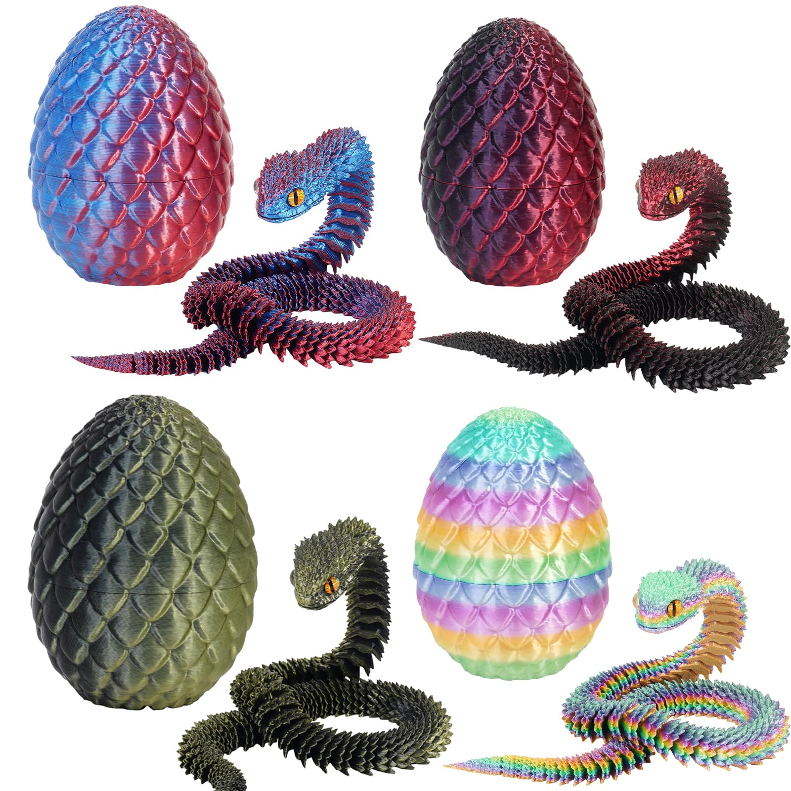 Dacnod 3D Printed Snake Egg Toys Fidget Crystal Animals Desk Figure Easter