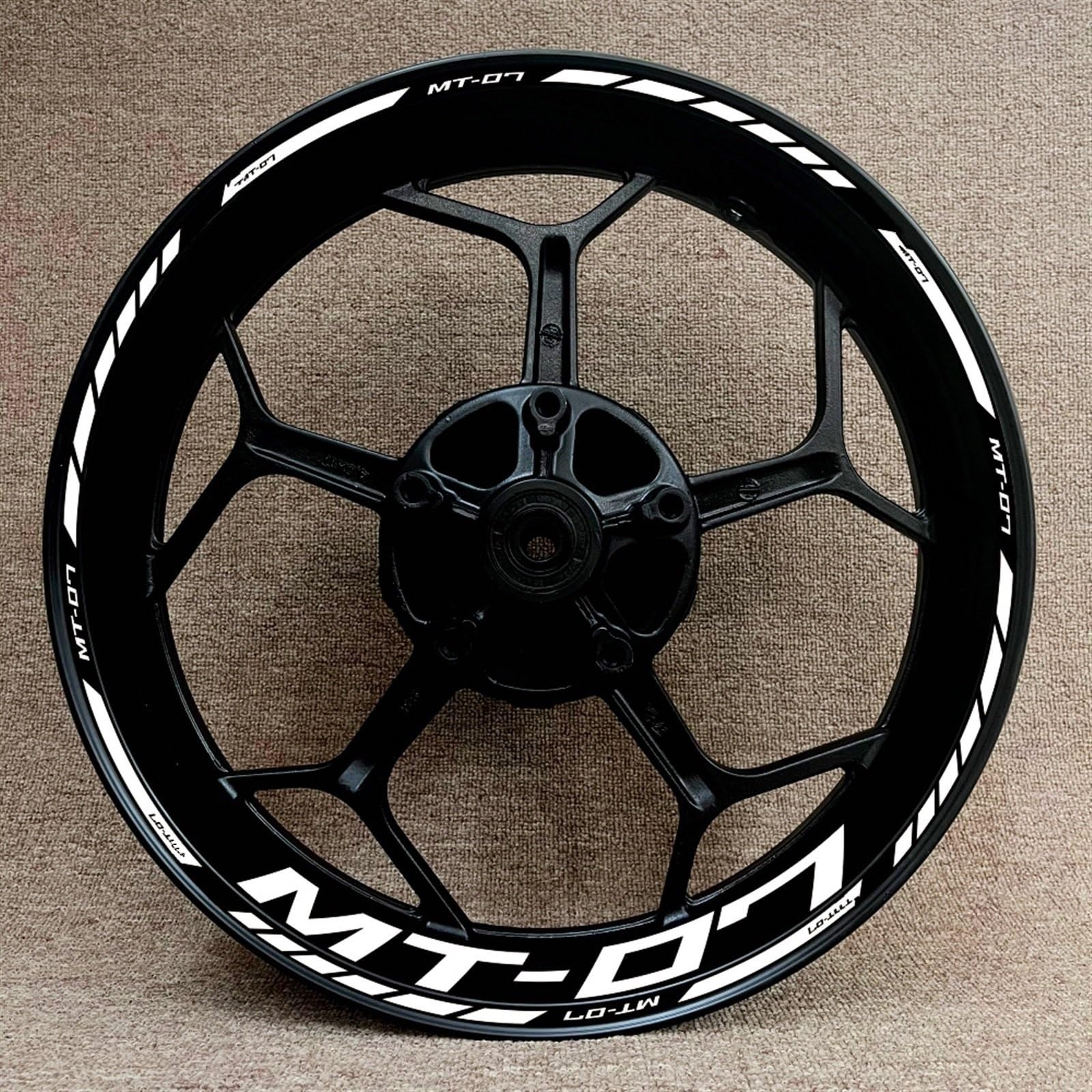 Complete Set for Yamaha MT-07 Motorcycle Hub Modification Decal Mt07 17 Inch Rim Decoration Reflective Sticker Decorative(Color18)