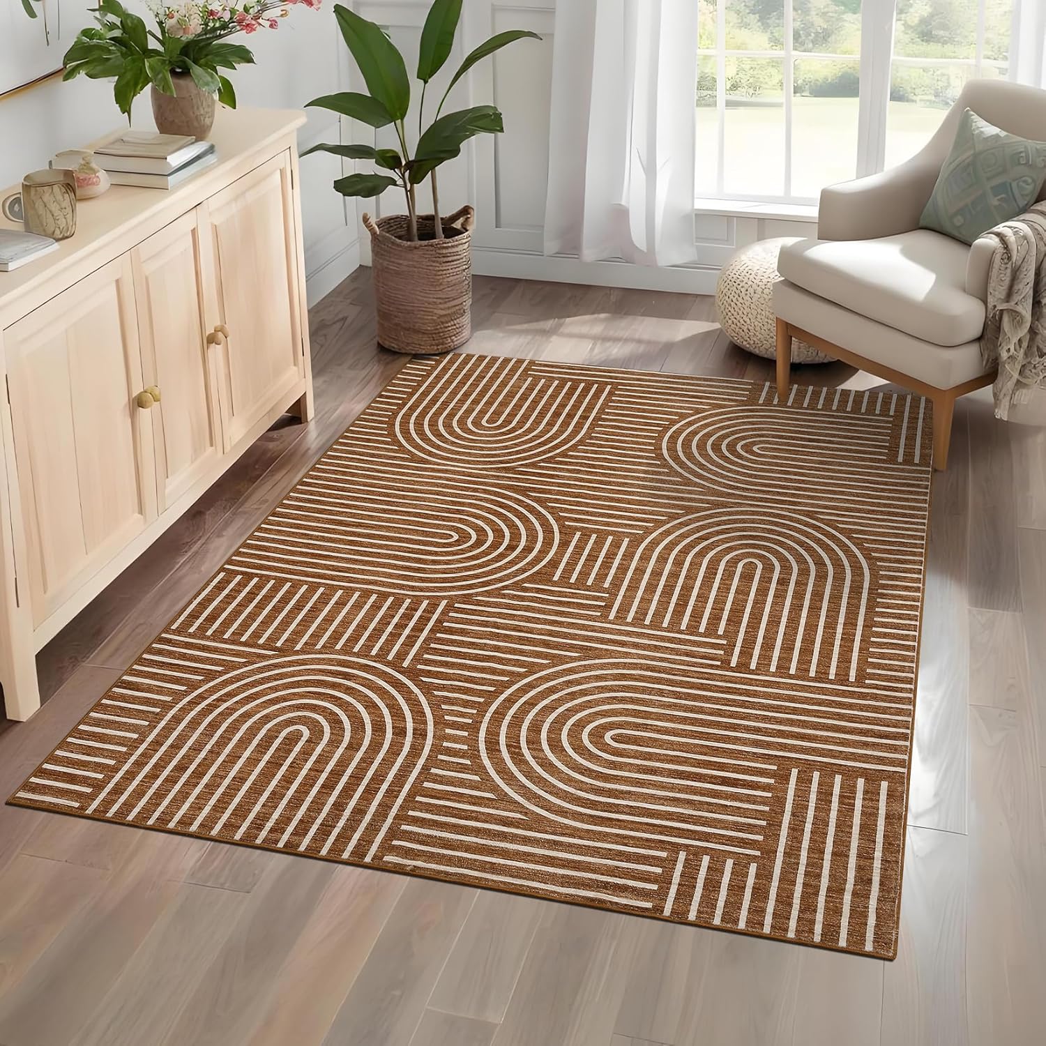 Washable Rug 5x7 Area Rugs for Living Room, Abstract Rug for Bedroom, Soft Rainbow ...