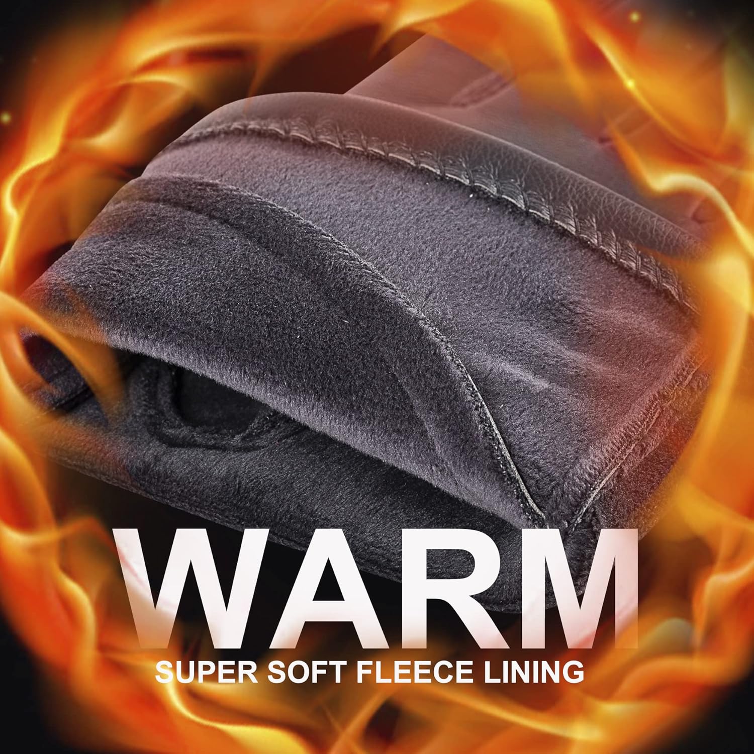 Womens Winter Leather Gloves Touch Screen Wool Lined Windproof Warm Suede Fashion Dress Gloves - Image 6