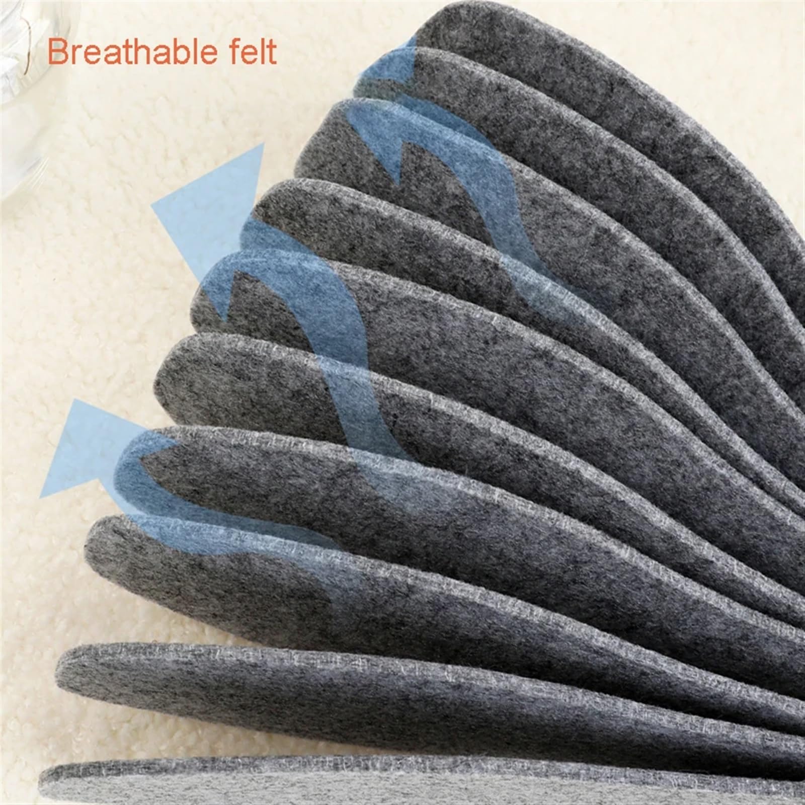 Semelles en Coton Semelles intérieures en Feutre de Laine Thermique, 10 Paires, épaisses et Chaudes for Hommes et Femmes, Chaussures Respirantes, respectueuses de la Peau(39)