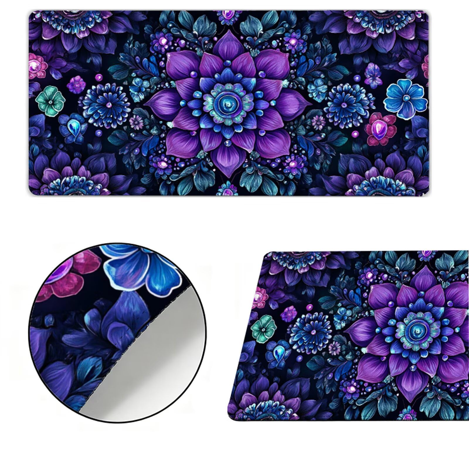 Podkładka pod mysz XXL 1200x600x3mm Podkładka pod mysz Mandala Podkładka pod mysz Czarna poprawia precyzję i szybkość, antypoślizgowe wodoodporne, szyte krawędzie, akcesoria do gier, komputer, prezent