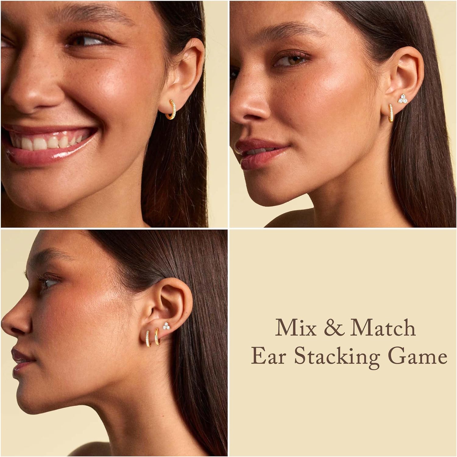 VACRONA 3 Pairs Gold Earrings Set for Women Trendy 14K Gold Plated Dainty Heart Star Dangle Hoops Earrings Small Studs Simple CZ Huggie Hoops Jewelry for Women Gifts - Image 2