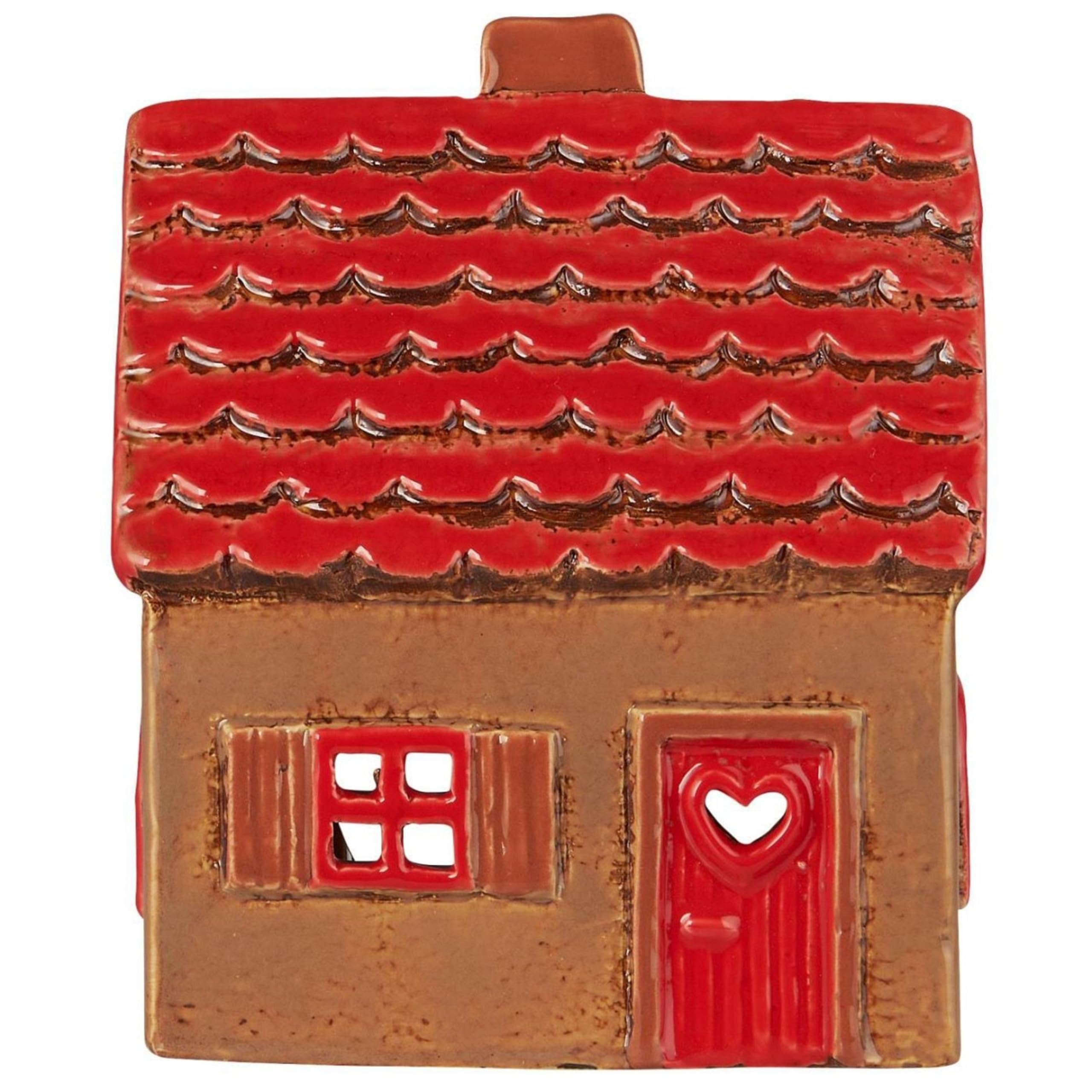 Ib Laursen Red Stillenat Light House Roof And Door With Heart 14 Cm Ceramic