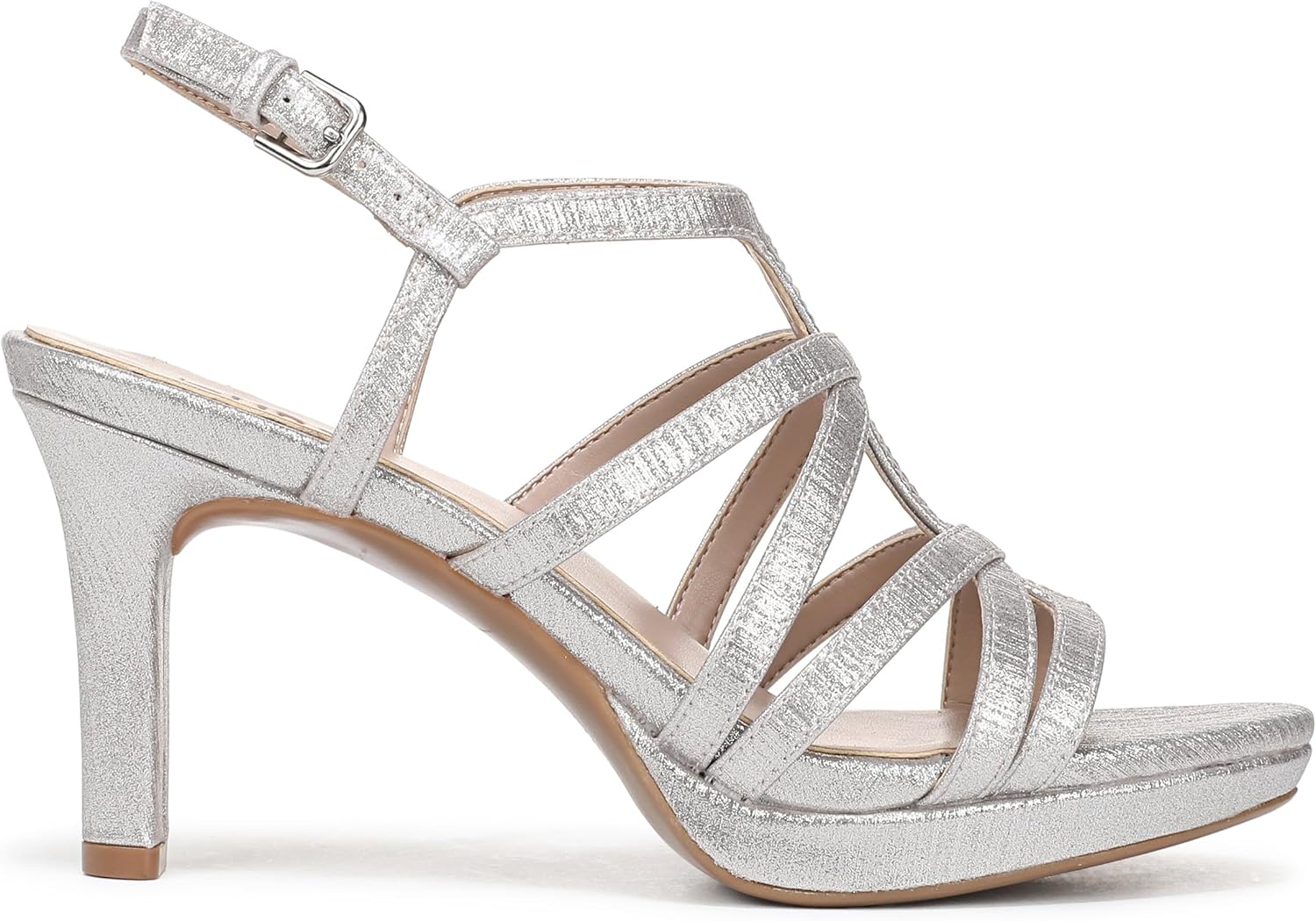 Naturalizer Women's Baylor Heeled Sandal Soft Silver Metallic 8 M - Image 6