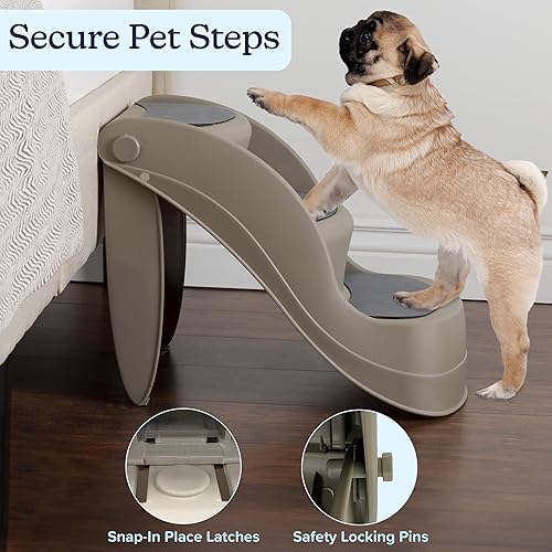 Miniatura 2 de Escaleras plegables de plástico para mascotas durables interiores o al aire libre diseño de 4 pasos 3 pasos Bronceado