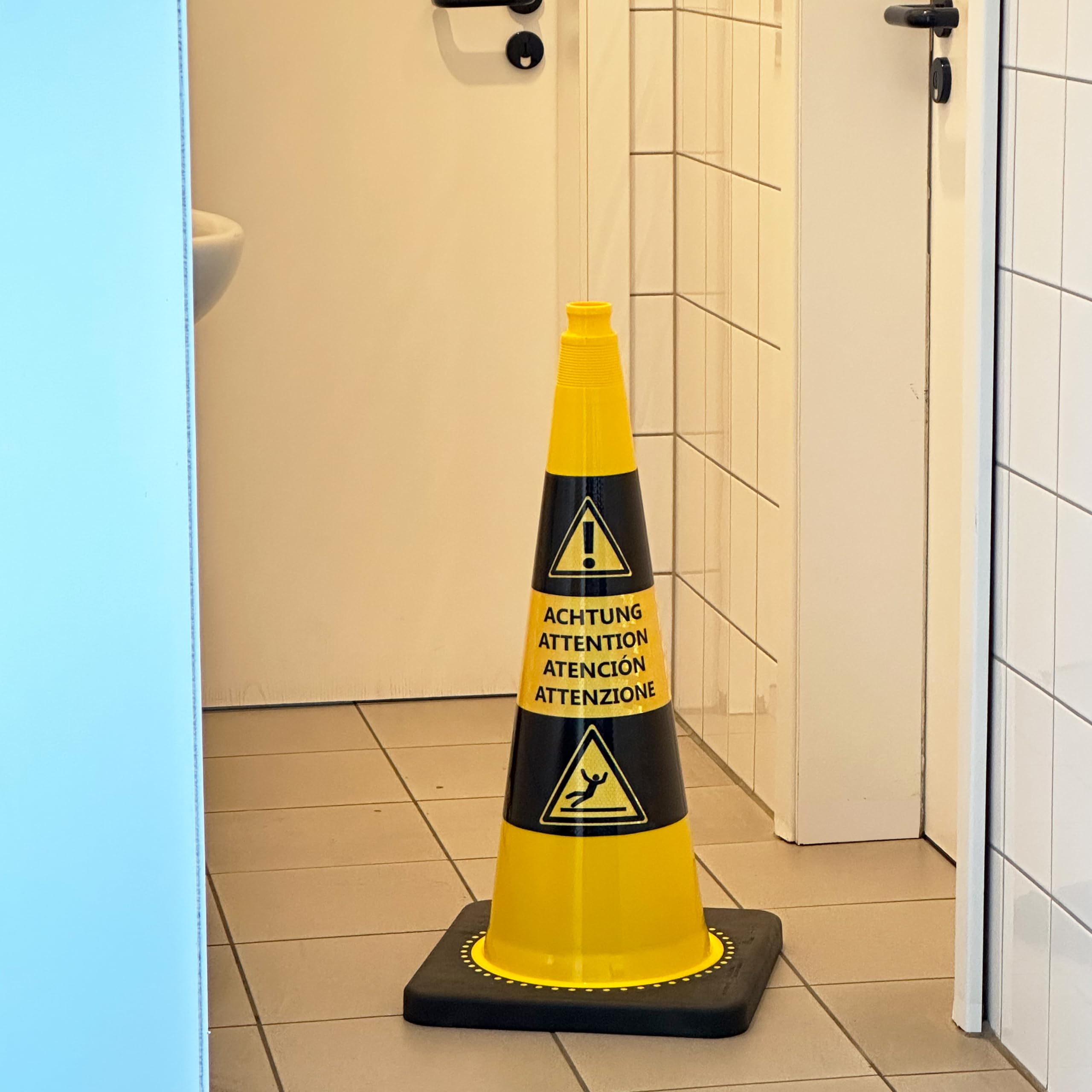 Leitkegel Rutschgefahr 75cm 4,5 kg gelb schwarz reflektierend mehr Sicherheit bei der Reingung von Böden