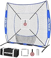 Vista 10 de Red de práctica de béisbol y sóftbol de 6'x6', red de lanzamiento, red de bateo, con zona de strike adicional, objetivo y marco de arco