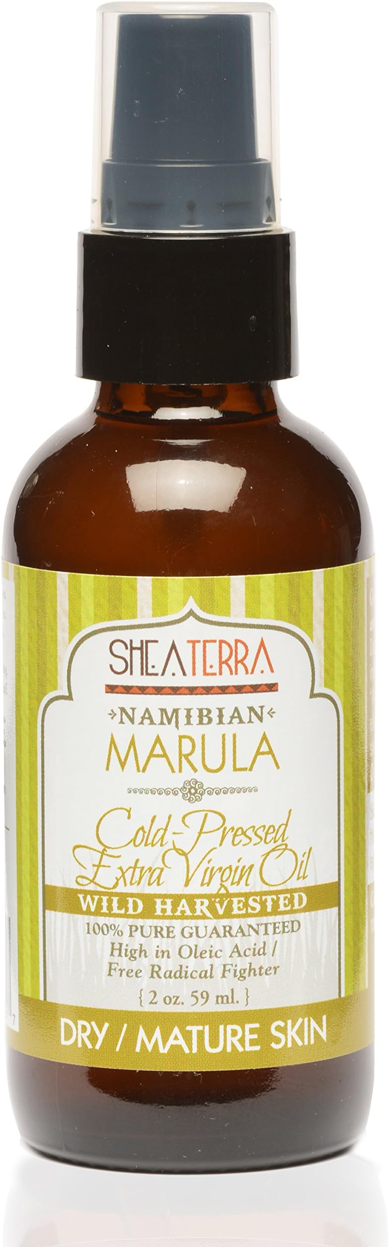 Shea Terra Organics Namibian Marula Cold-Pressed Extra Virgin Oil | Nutrient-Rich, All Natural & Oil with Essential Fatty Acid and Powerful Antioxidants for Dry and Mature Skin – 2 oz