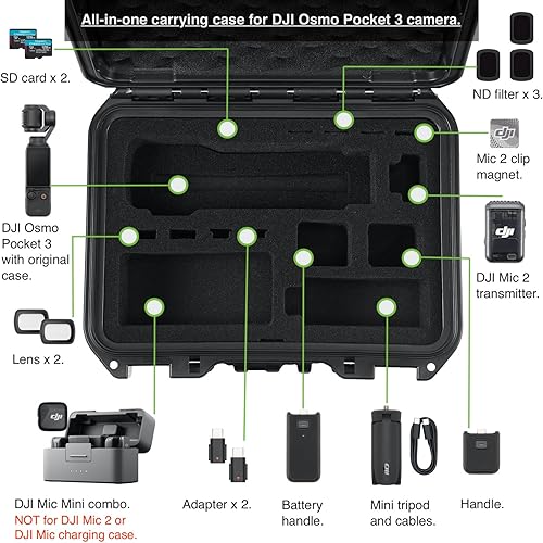 Miniatura 3 de Migitec Estuche rígido impermeable para DJI Osmo Pocket 3 Creator ComboPower Expansion Combo, funda protectora portátil de viaje para bolsillo 3 y