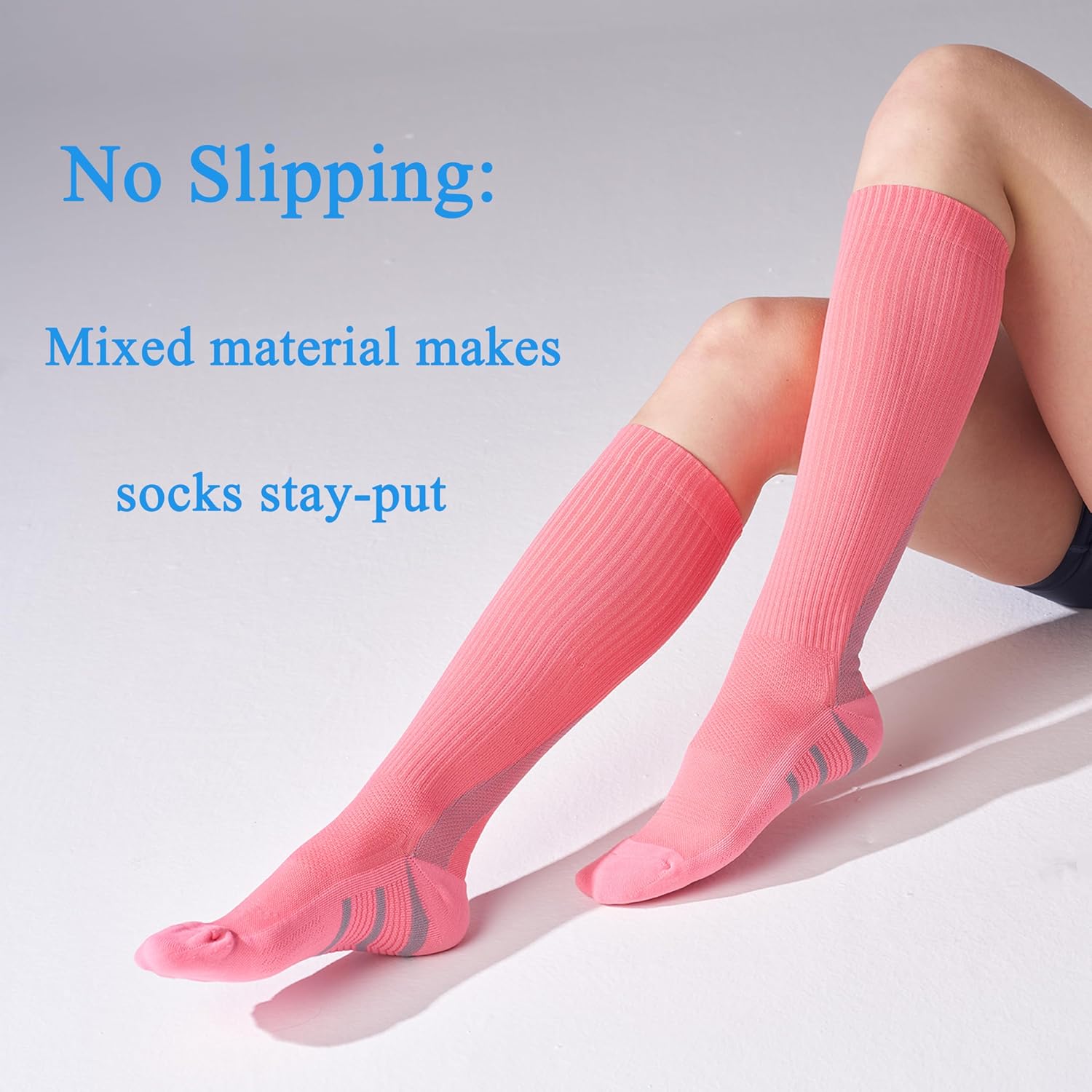 4 Pairs Compression Socks For Women 15-20mmHg Graduated Compression Circulation Support Socks For Running Athletic - Image 3