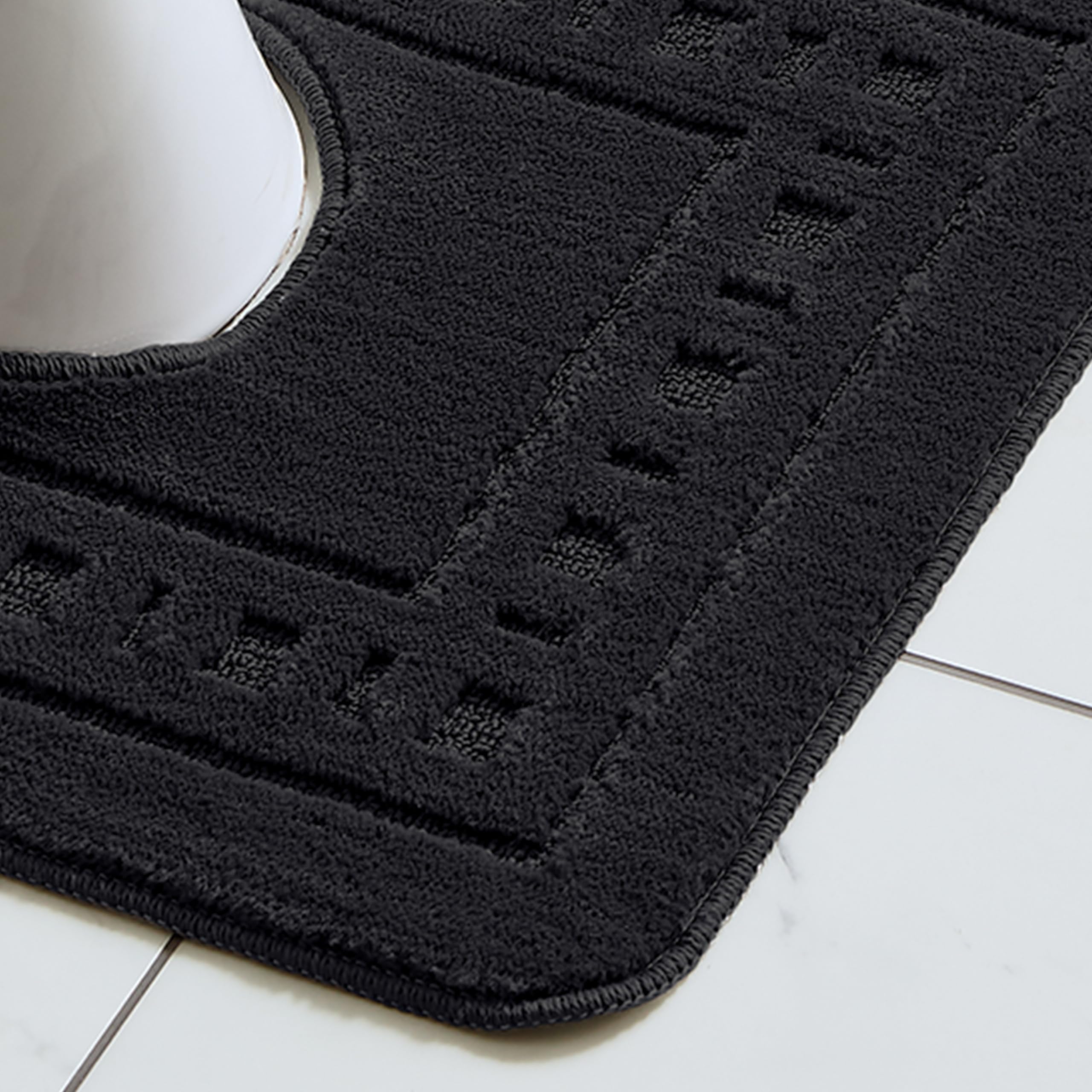 Catherine Lansfield bath garnish Armoni - bath mat & toilet mat - black, 50_x_80_cm - Image 3