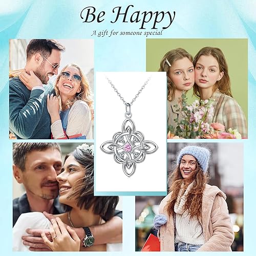 Miniatura 7 de FLYOW Collar de plata de ley 925 con circonita cúbica para el mes de nacimiento para mujer, regalo de cumpleaños