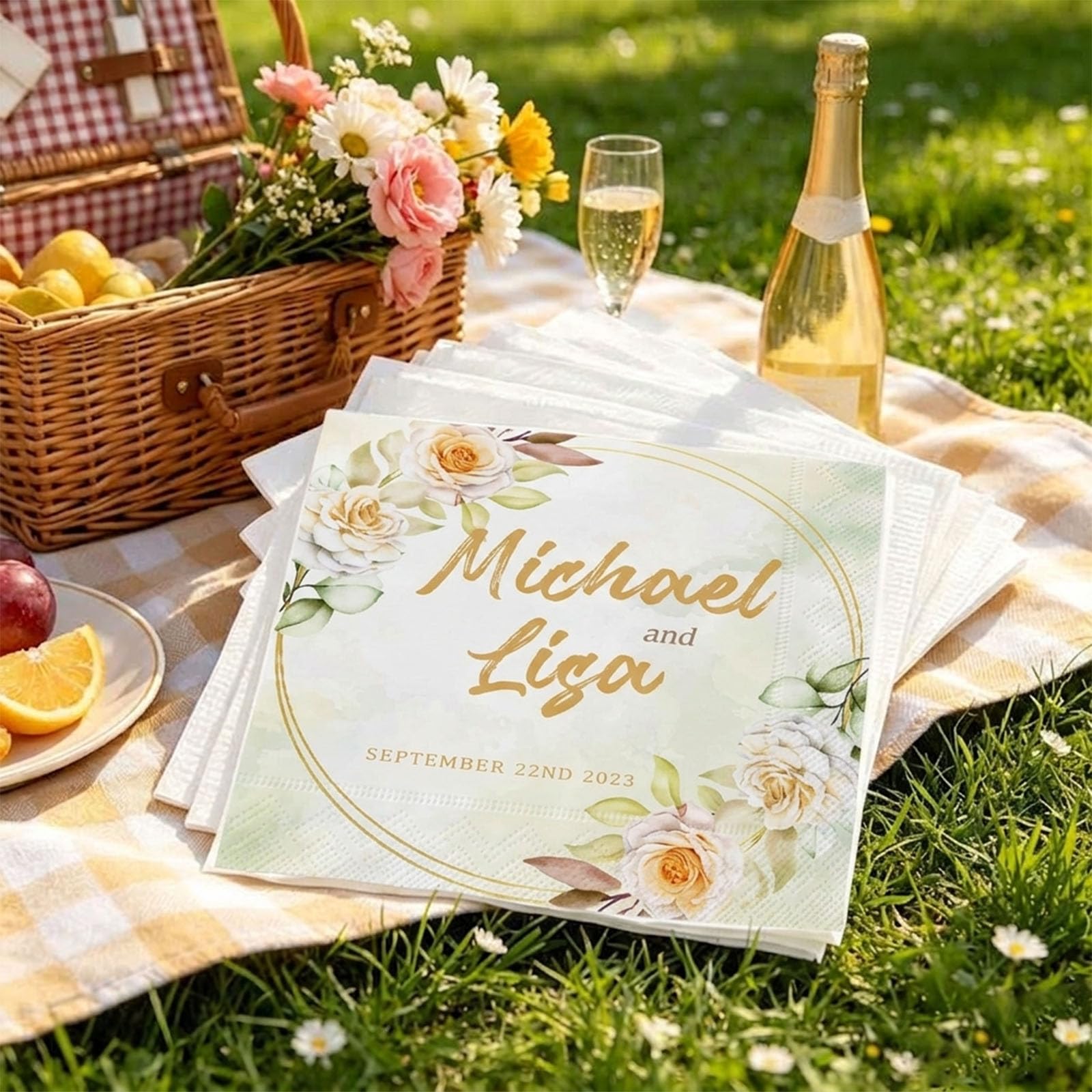 Personalized Printed Paper Napkins, with Your Logo, Image & Text，Flower