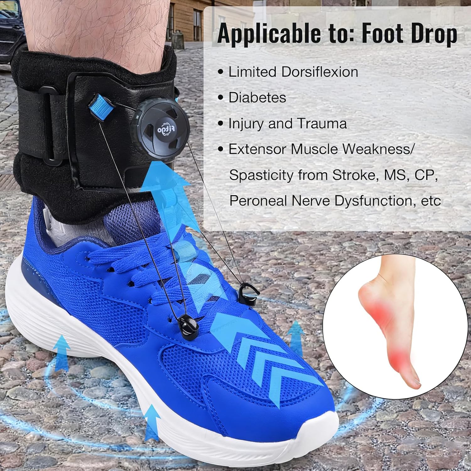 AFO Foot Drop Brace for Walking with Shoes, Upgraded Dial & Thicker Replaceable Wire, Drop Foot Brace for Men & Women