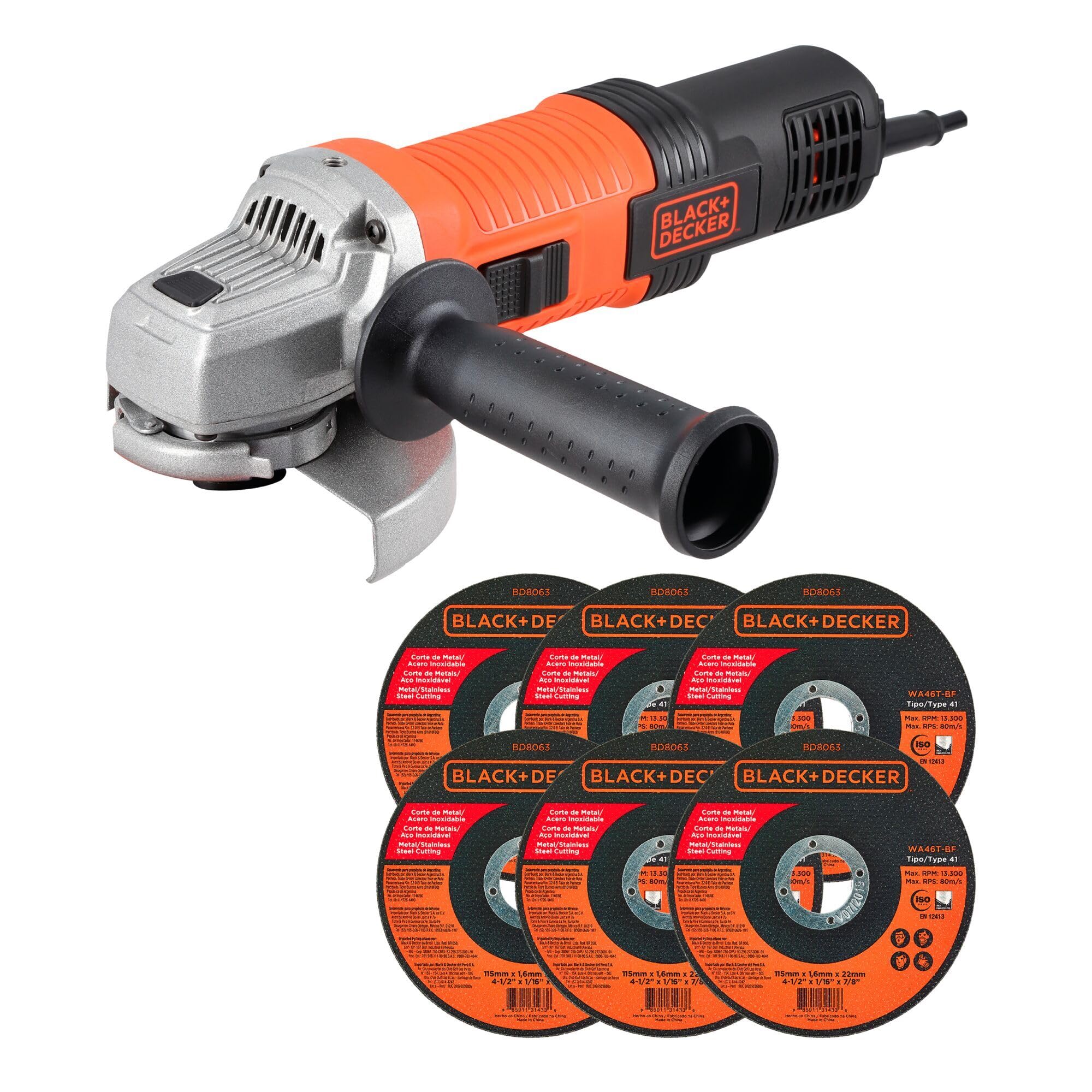 BLACK+DECKER Esmerilhadeira Angular 115mm G720X6D 920W com 6