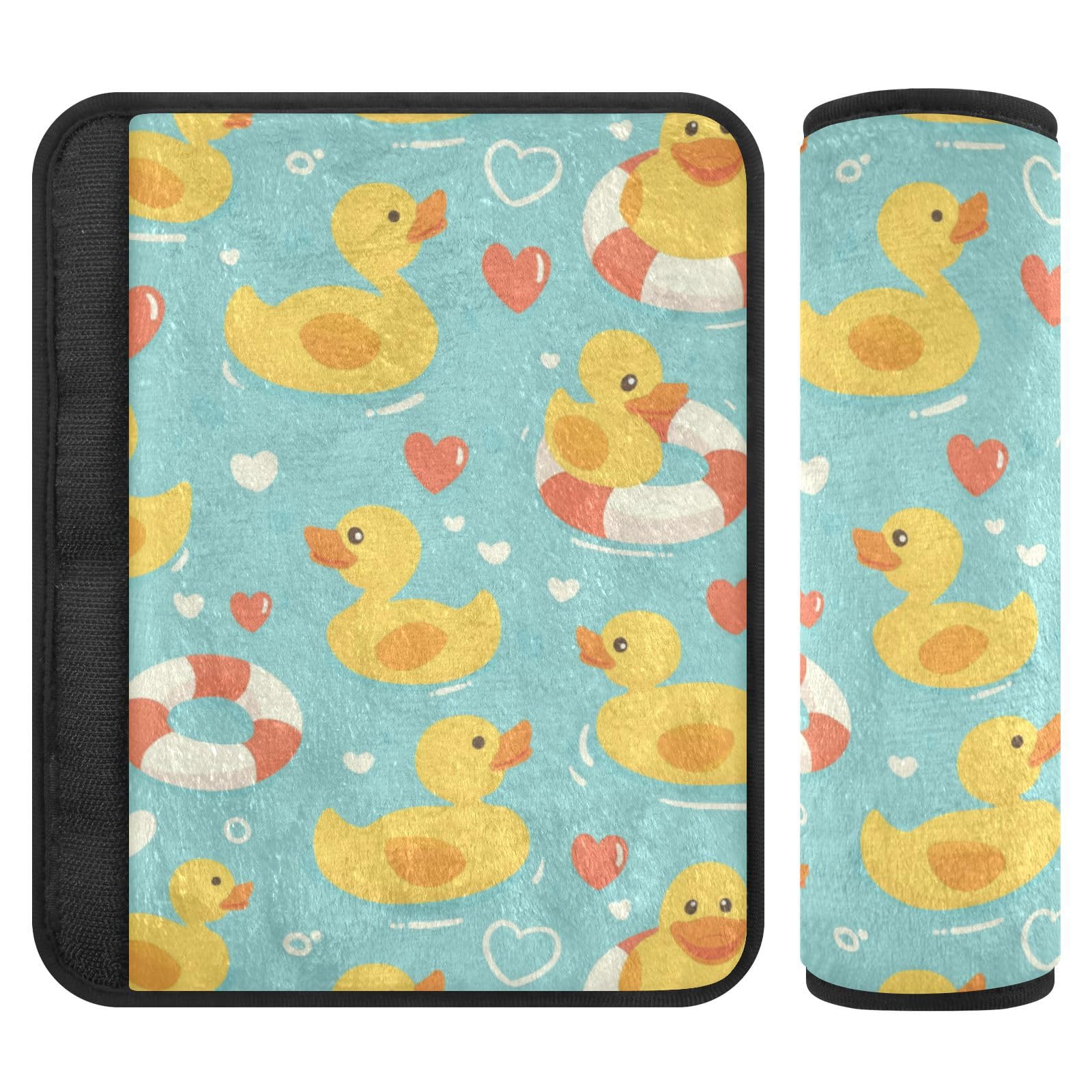 Seat Belt Covers 2 Pack Yellow Ducks Car Seat Strap Covers Super Soft Hearts Car Seat Neck Cover for Boys Girls Adults Babies S